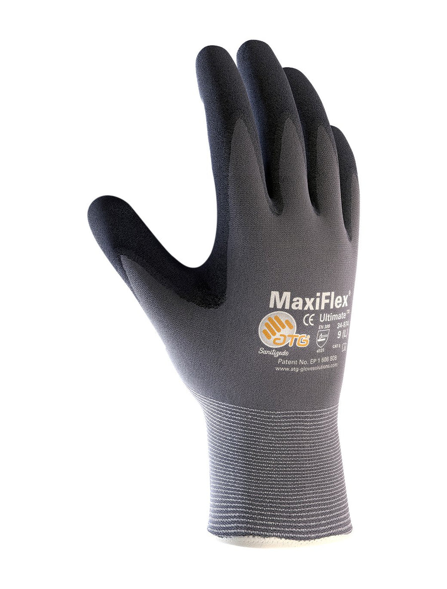 34-874/XS MaxiFlex Ultimate Seamless Knit Nylon/Lycra Glove with Nitrile Coated Micro-Foam Grip on Palm and Fingers, Pack of 144