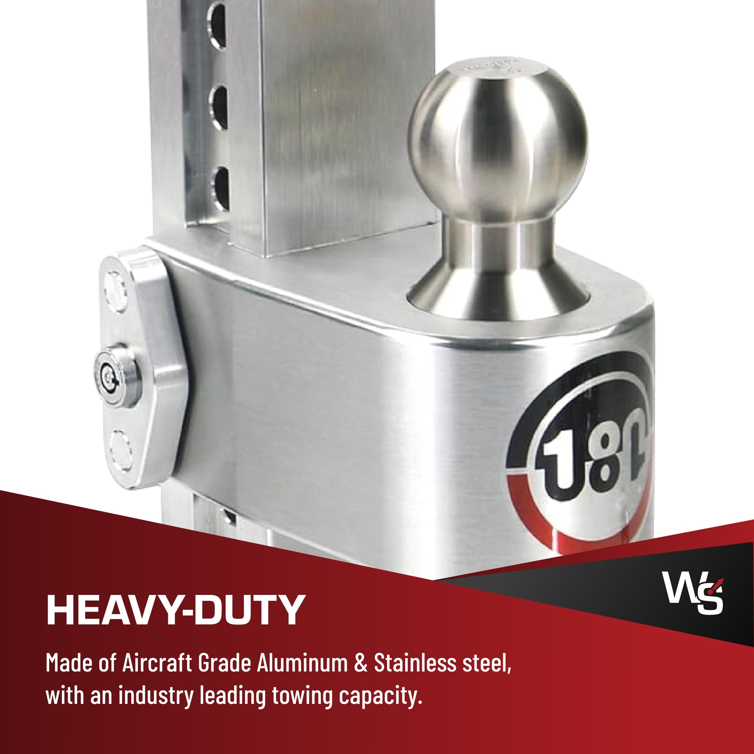Weigh Safe Adjustable Hitch Trailer Ball Mount, 10" Adjustable Drop Hitch for 2.5" Receiver w/ 2 pc Keyed Alike Lock Set, Heavy Duty Aluminum Trailer Tow Hitch w/ Stainless Steel Tow Balls, 18,500 GTW