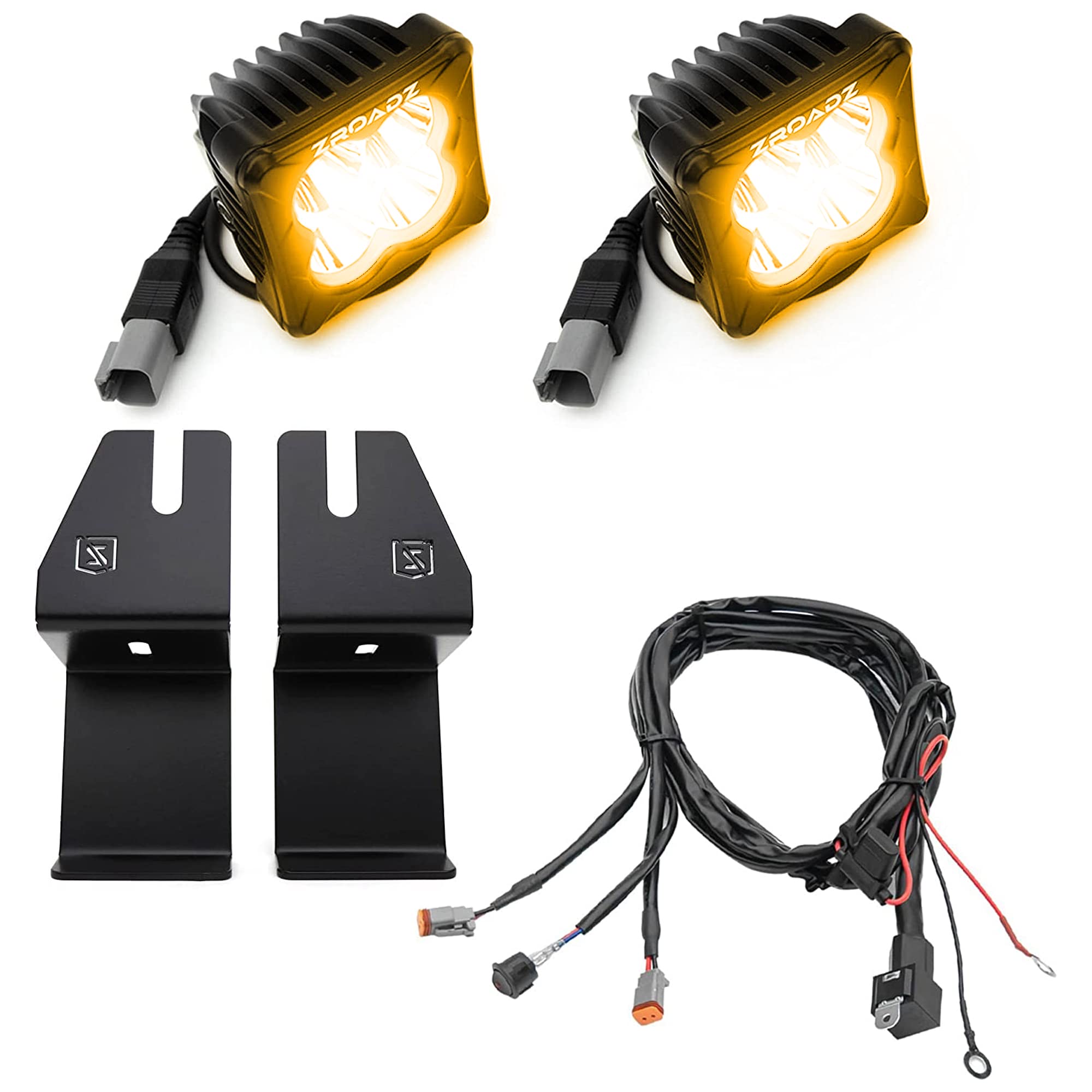 Rear Bumper LED KIT ZROADZ for a 2021-2022 Ford Bronco, Includes (2) 3 inch Amber LED Pod Lights - Part # Z385401-KITA