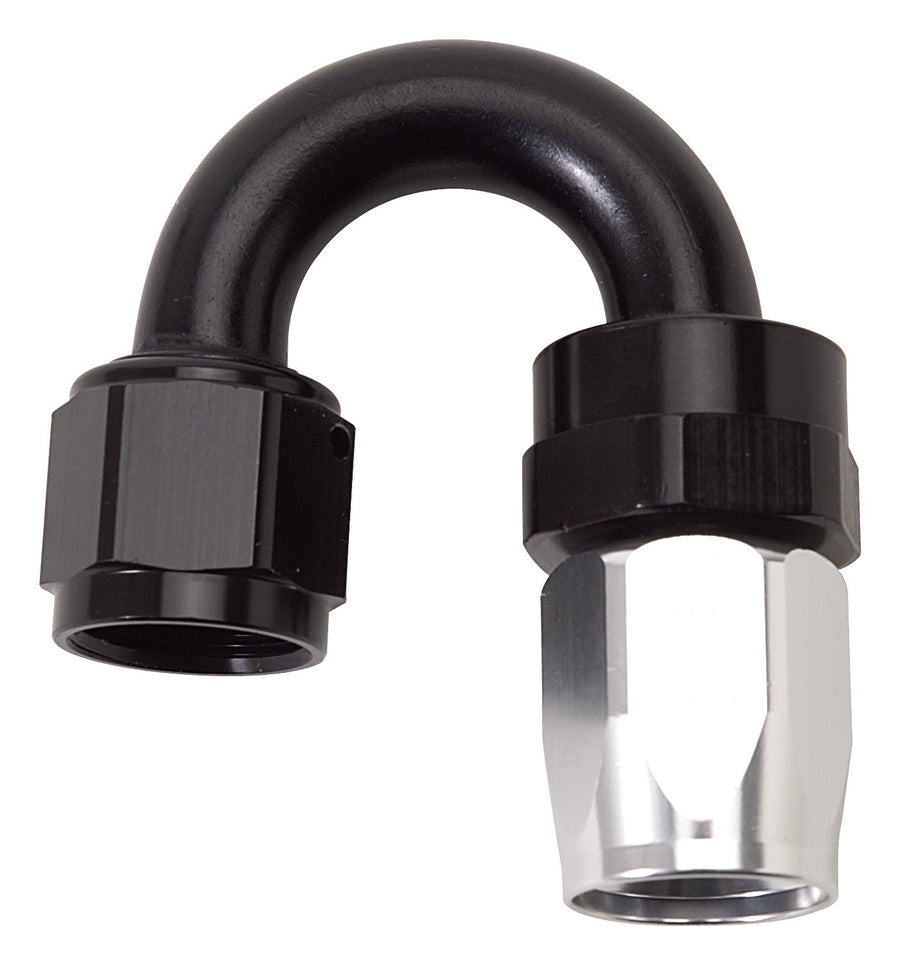 Edelbrock 613503 Russell by Edelbrock Black/Silver -6 AN 180 Degree Tight Radius Full Flow Swivel Hose End