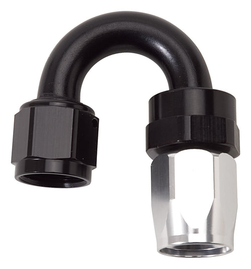 Edelbrock 613503 Russell by Edelbrock Black/Silver -6 AN 180 Degree Tight Radius Full Flow Swivel Hose End