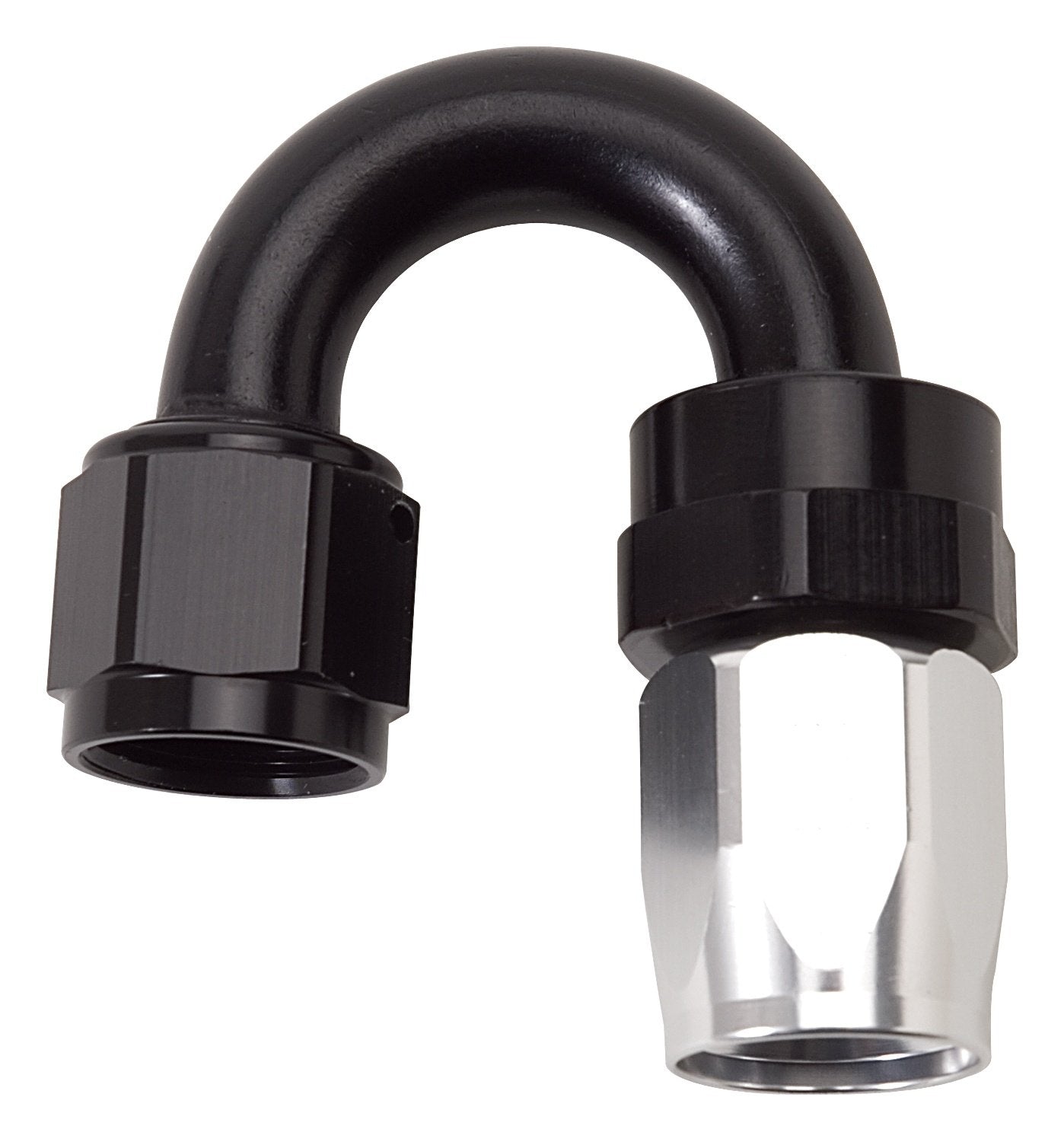 Edelbrock Russell 613523 Black/Silver -10 AN 180 Degree Tight Radius Full Flow Swivel Hose End