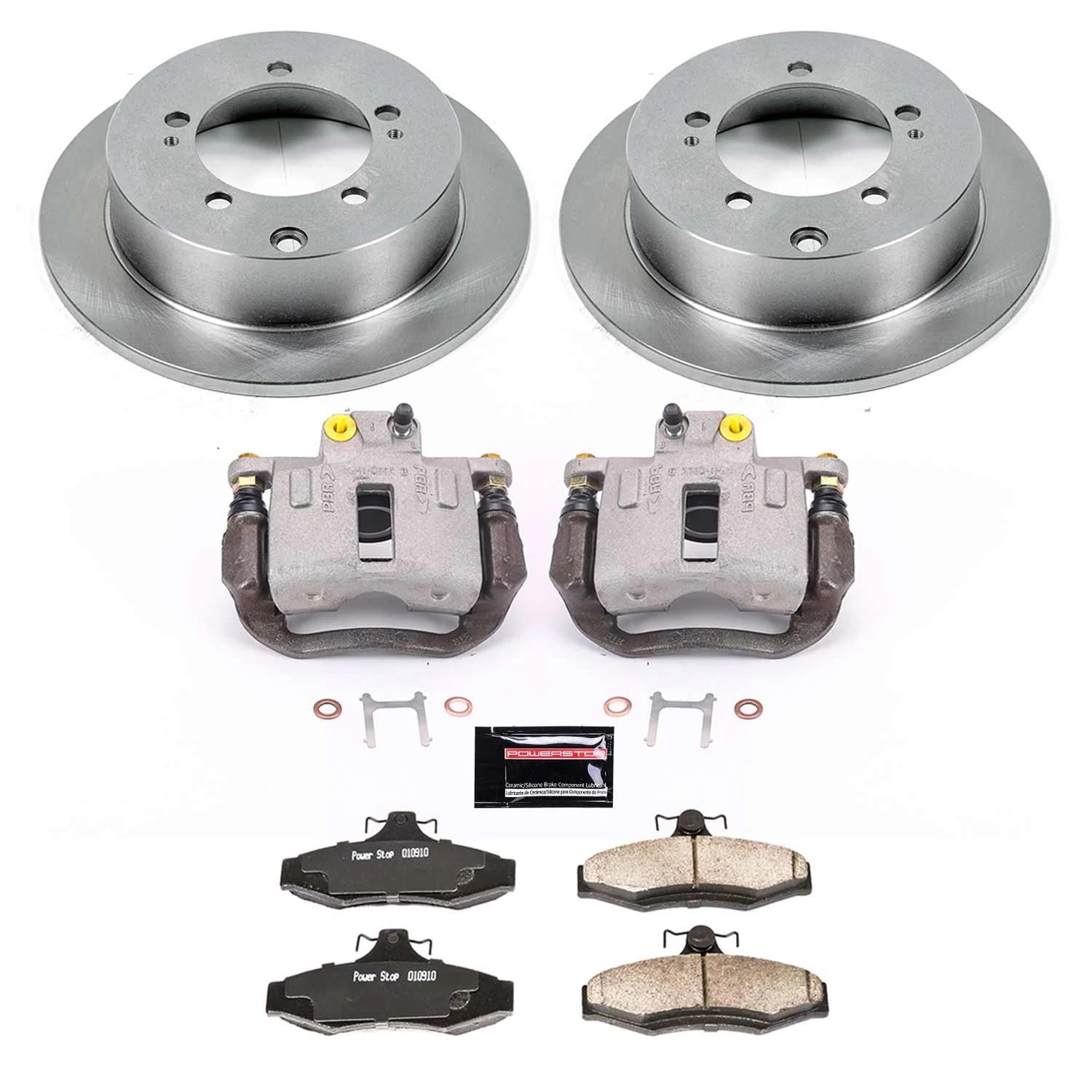Power Stop KCOE5153 Replacement Autospeciality Rear Caliper Kit- OE Rotors, Ceramic Brake Pads, Calipers For Mitsubishi Diamante 1997-2004 [Model Specific]