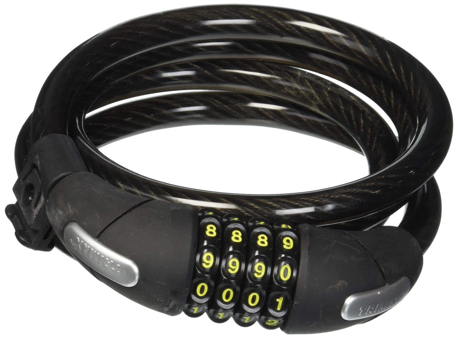 Trimax 6 ft x 12 mm TNRC126 Medium Security Non-Coiled Combination Cable Lock with Bracket, Black