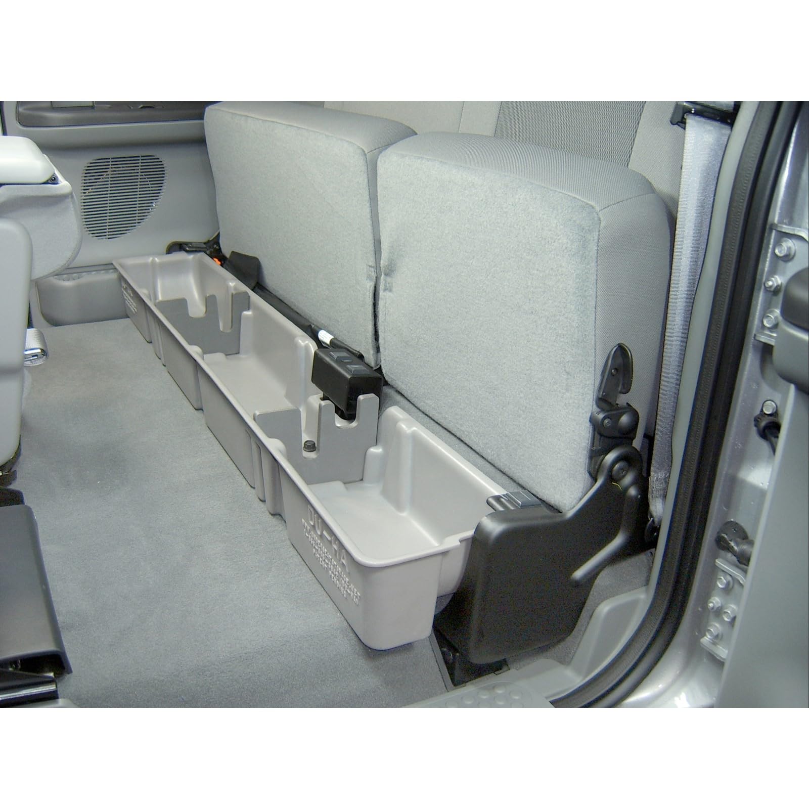 DuHa Under Seat Storage 20031 fits 2000-2016 F250 F350 F450 F550 Super Duty SuperCab without Factory Subwoofer | Black Heavy-Duty Back Seat Organizer | Includes Dividers