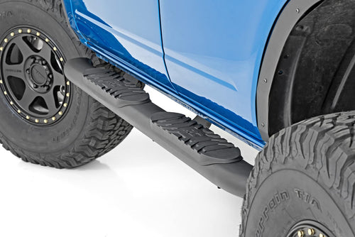 Oval Nerf Step Bars Rough Country for Ford Bronco (2021-2025) 4-Door - OEM Style Rails with Built-in Side Steps