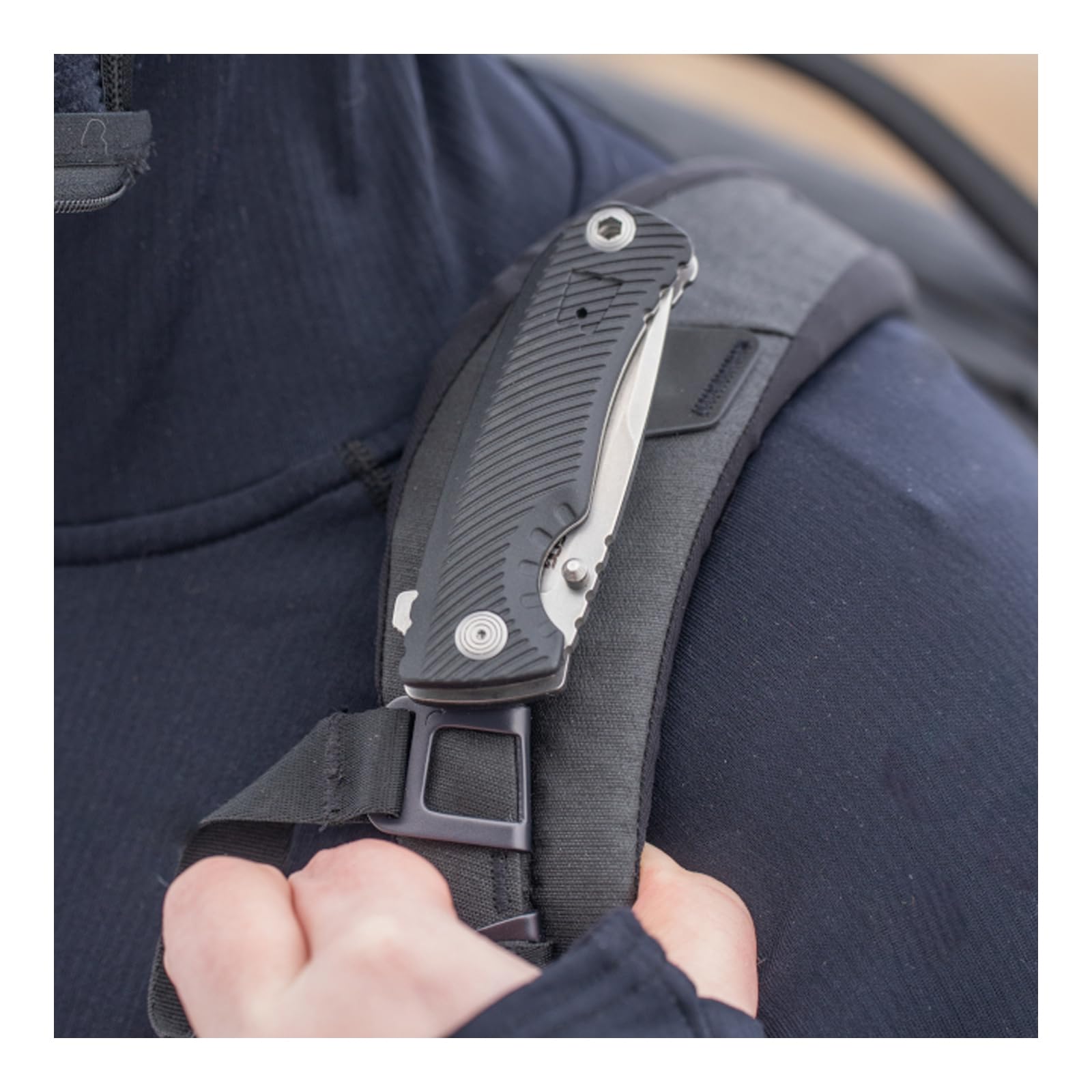 SOG Tellus ATK Folding Knife | Ambidextrous GRN Handle | CRYO 440C Stainless Steel Blade | Adjustable Belt Clip, Black/Blaze Orange Outdoor Assisted Opening Frame Lock