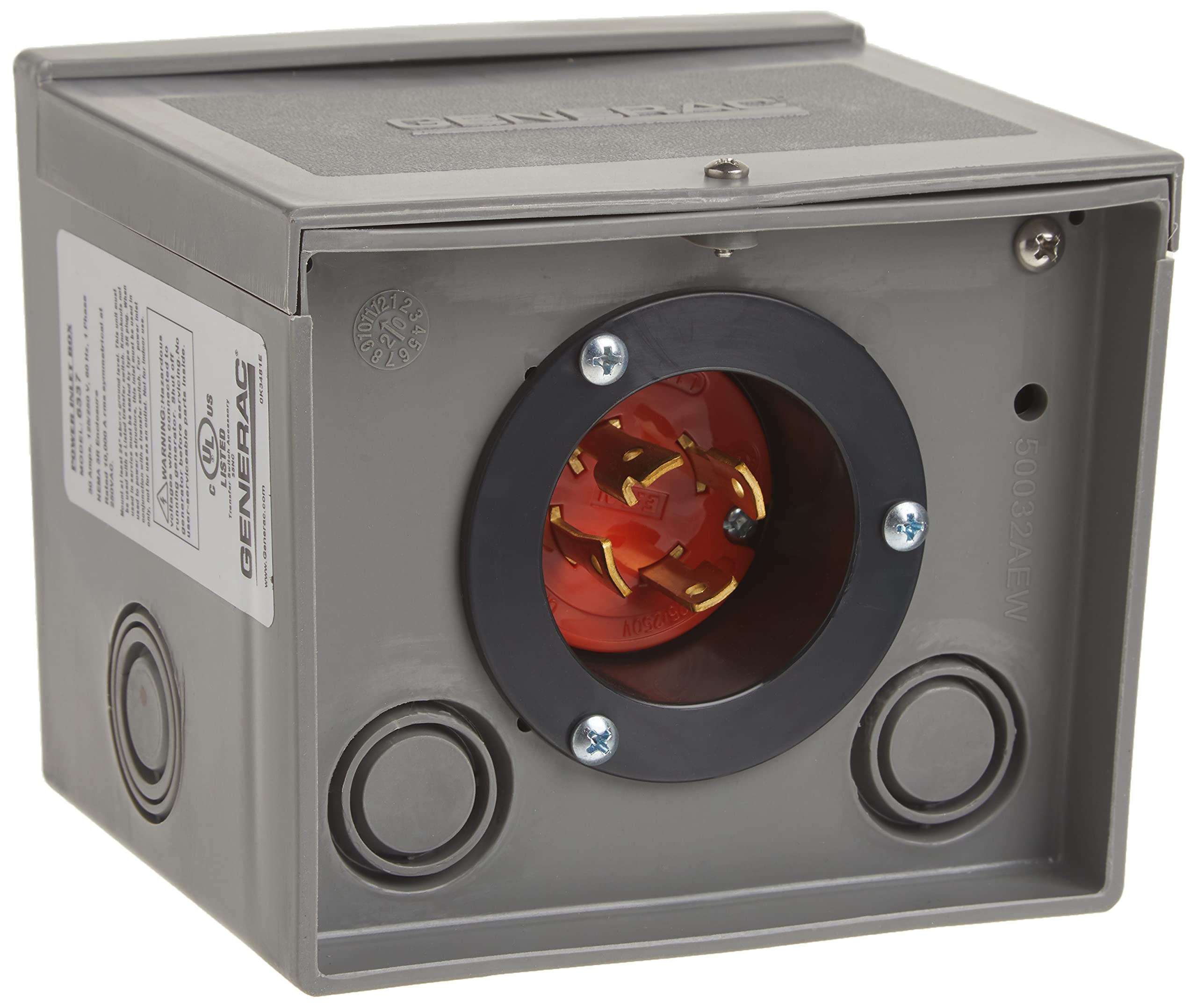 30-Amp Generac 6337 125/250V Raintight Power Inlet Box - Reliable Outdoor Generator Connection