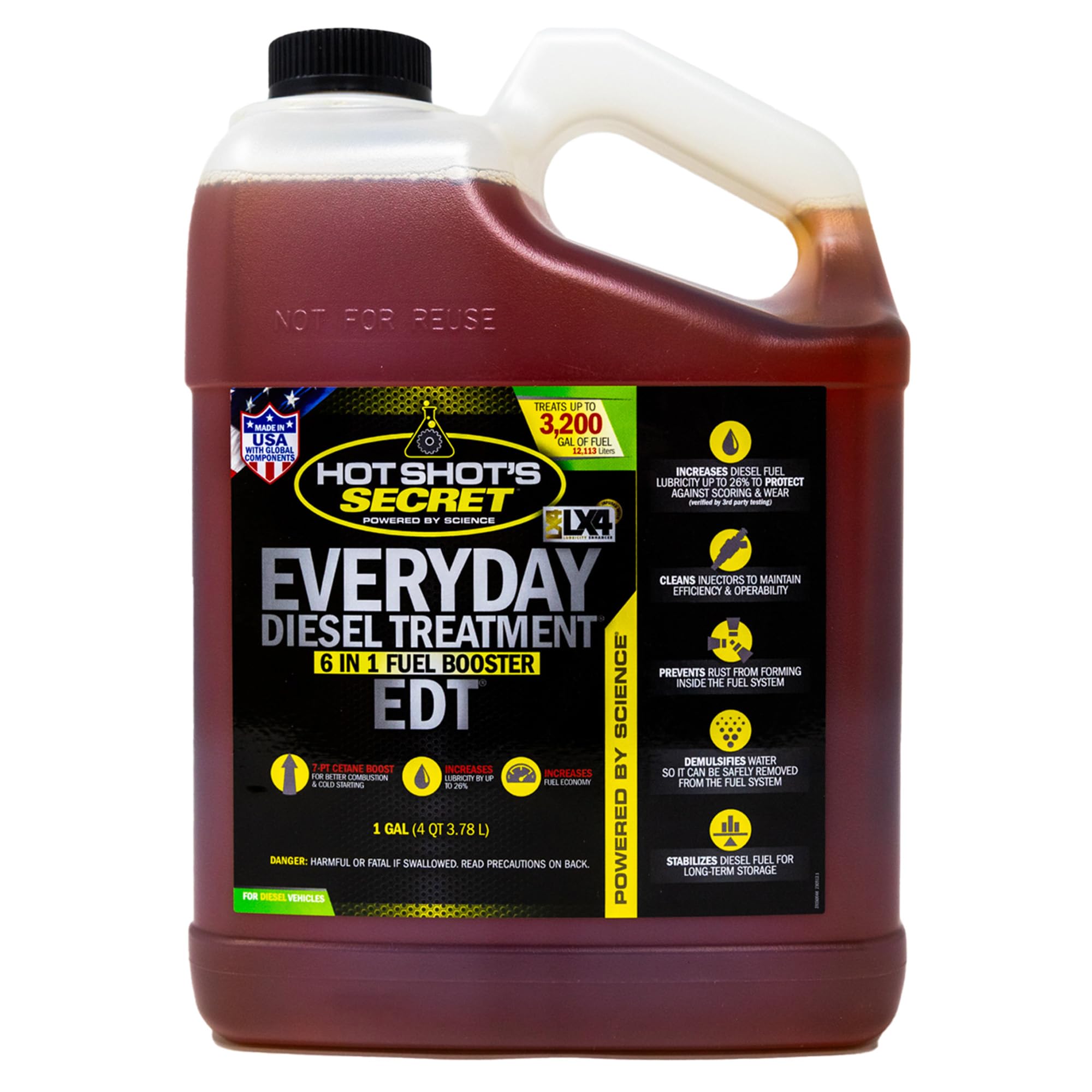 Everyday Diesel Treatment Hot Shot's Secret 1 Gallon, 6-in-1 Diesel Additive - Injector Cleaner, Fuel System Cleaner, Fuel Additive Boosts Cetane (HSSEDT01G)