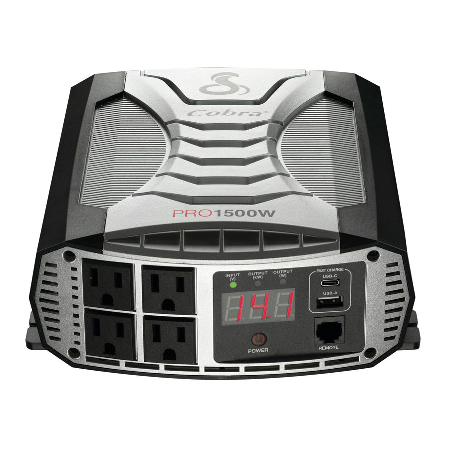 Cobra 1500W PRO Professional Grade Power Inverter, Portable – 1500-Watt Car Charger, 4 Grounded AC Outlets, 2 Fast Charge USB Ports and Remote Controller (CPIALCDG1) Compatible