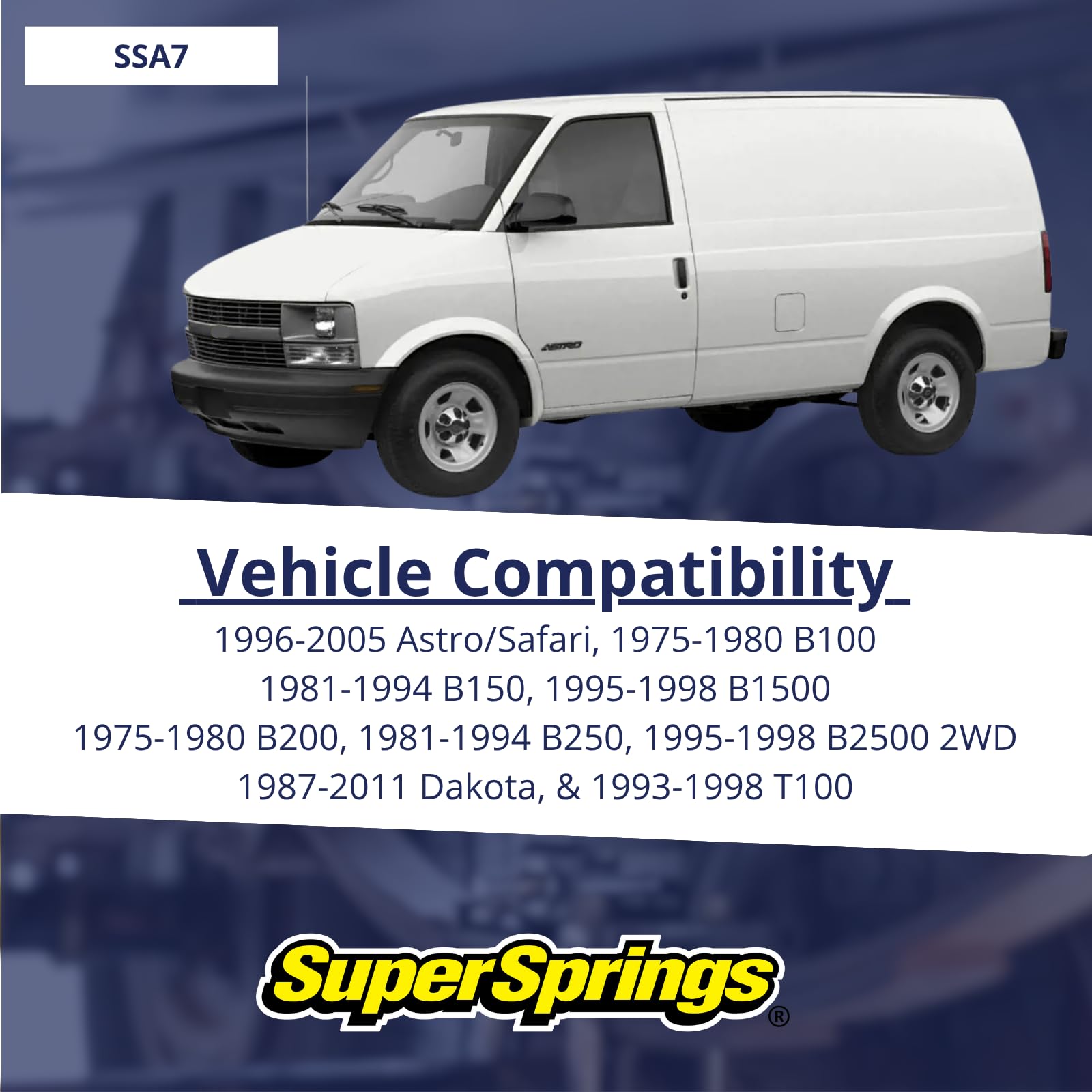 SuperSprings SSA7 for Chevrolet|GMC Astro|Safari, Dodge Dakota, Dodge B100|B150|B200|B250, Toyota T100, Black, 3,000 lbs.