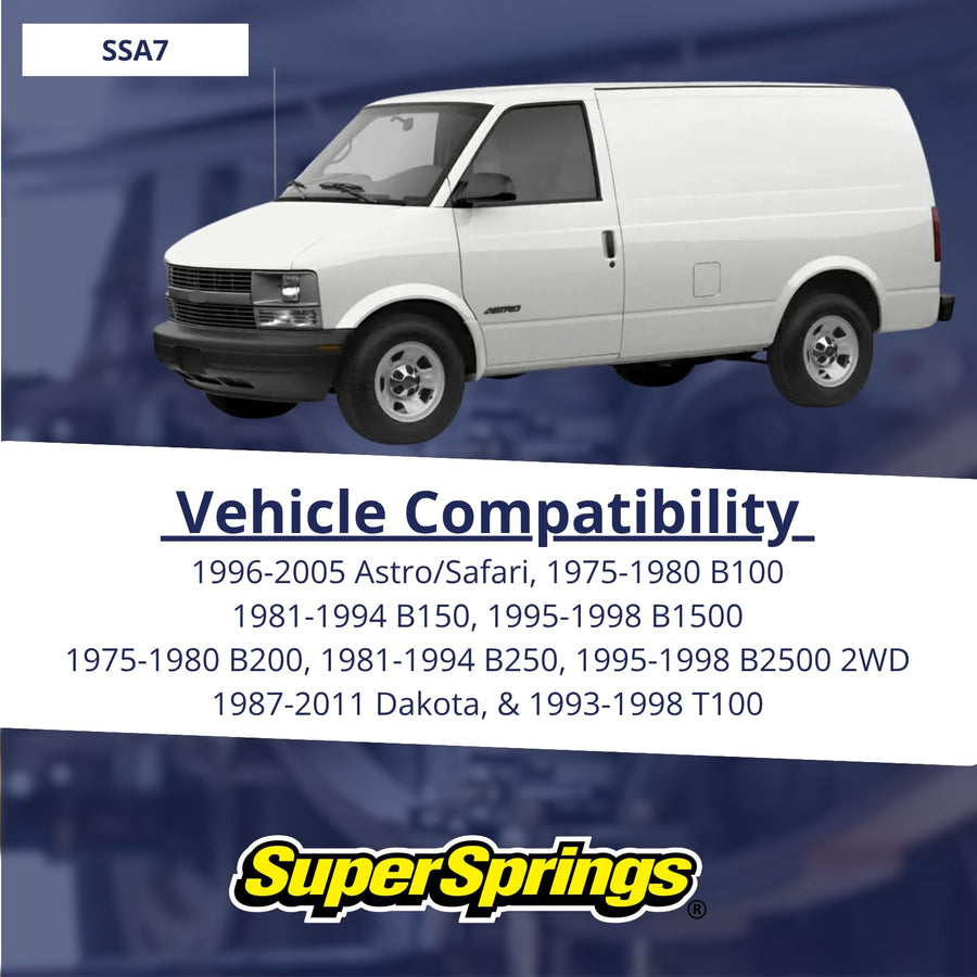 SuperSprings SSA7 for Chevrolet|GMC Astro|Safari, Dodge Dakota, Dodge B100|B150|B200|B250, Toyota T100, Black, 3,000 lbs.
