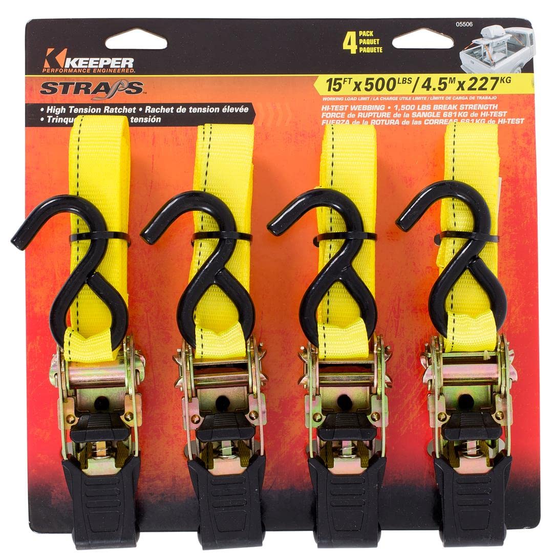 Keeper Hampton Products 05506 Ratchet Tie-Downs, 15-Ft., 4-Pack - Quantity 5