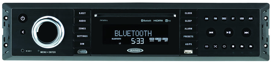 Jensen 3-Zone JWM90A Slimline Theater-Style Bluetooth Wallmount Stereo with App Control, DVD/CD-R/RW & MP3 Compatible, Dual HDMI Video Output, HDMI ARC, USB Play MP3/WMA Files, Rear RCA in/Out