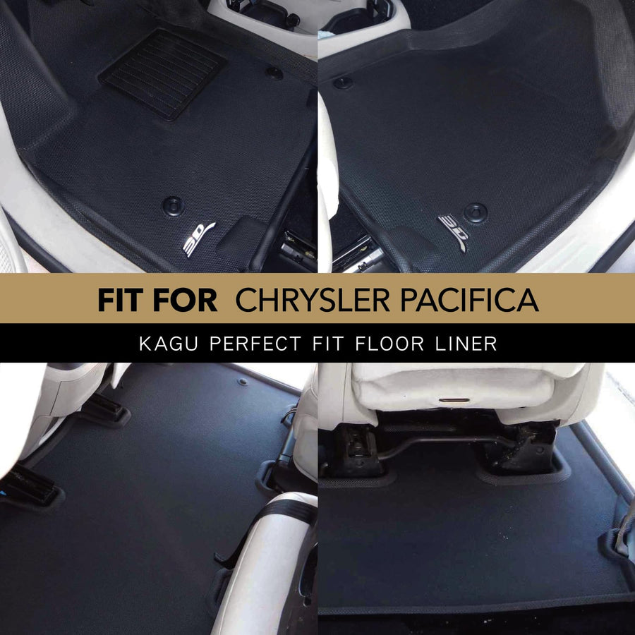 3D MAXpider Kagu Custom Fit Floor Mats (Black) Compatible with Chrysler Pacifica Hybrid 2018-2026 / Hybrid Touring 2021-2026 - Full Set