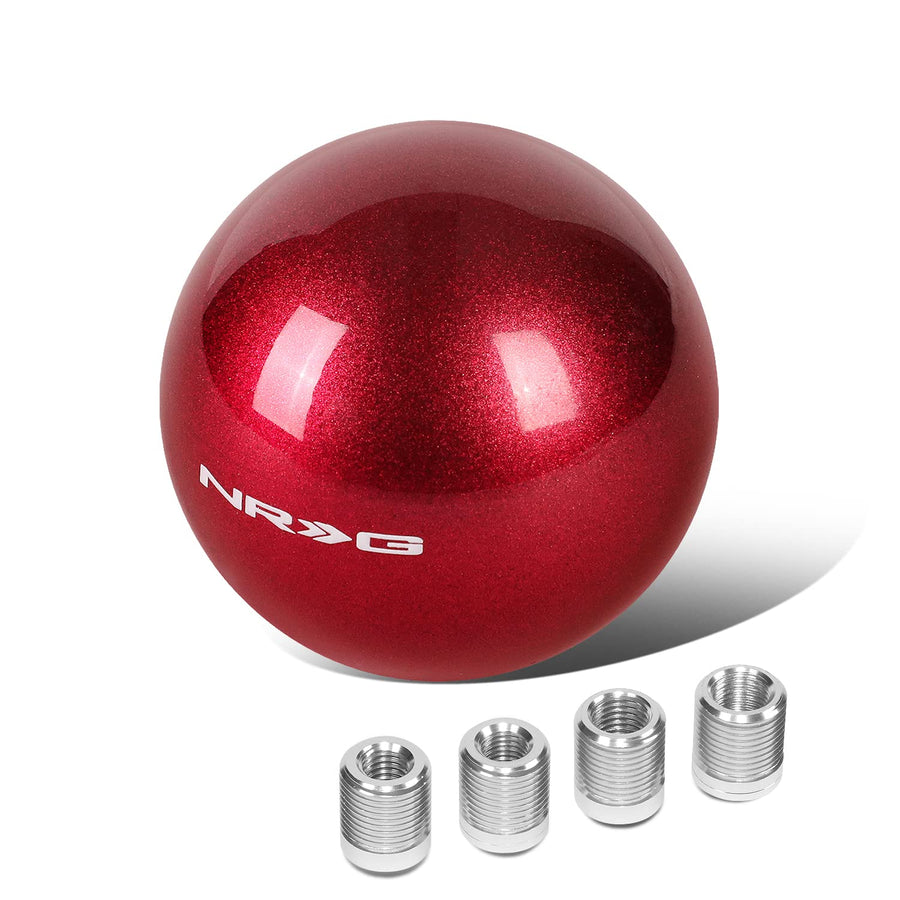 NRG Innovations Shift Knob NRG-SK-350FH Round Ball Style Lever Stick Shifter Handle Billet Metal Anodized for M10 X 1.25, M10 X 1.5, M12 X 1.25, M12 X 1.5 Thread Pattern Shifter
