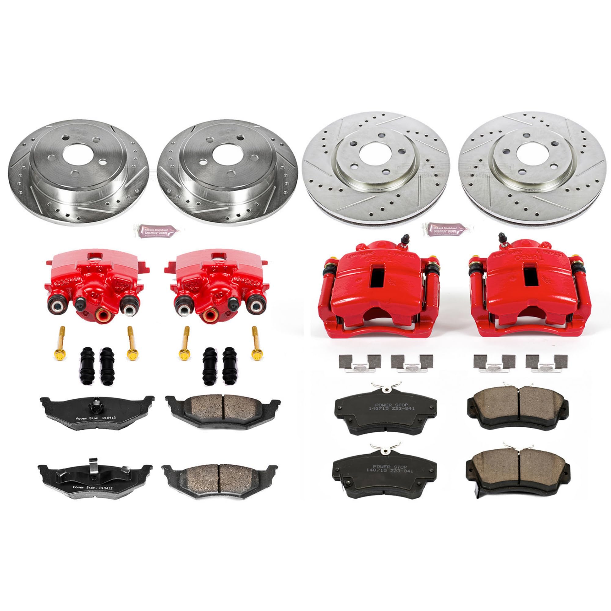 Power Stop Z23 Evolution Sport Brake Kit with Calipers For PT Cruiser Chrysler 2003-2009, Dodge Neon 2003-2005 [Model Specific]