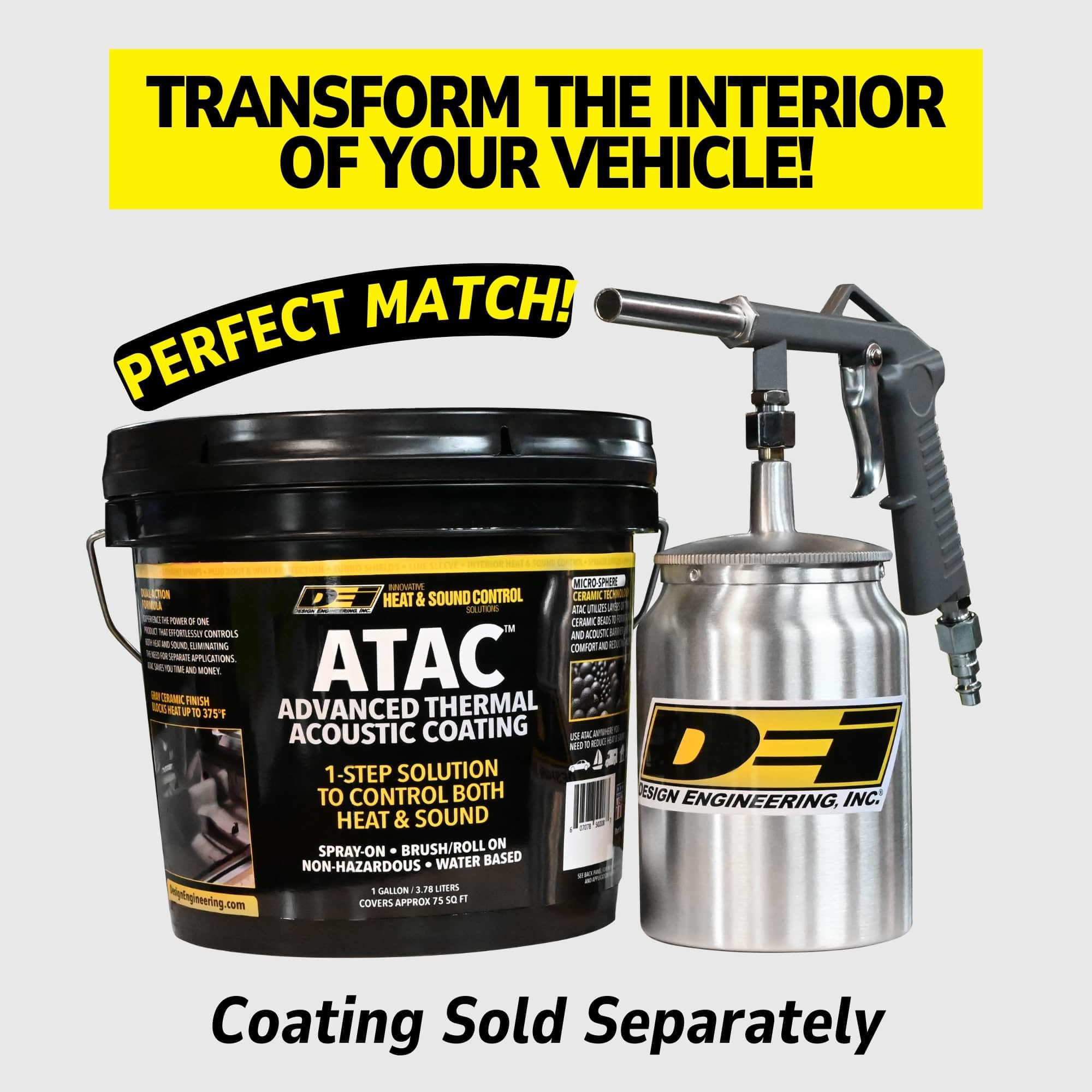 ATAC™ Spray Gun Design Engineering for Undercoating & Thermal Acoustic Treatments | Die-Cast Aluminum Body - 25 oz Suction Feed Canister - Standard Nozzle | Ideal for ATAC™ & Similar Coatings