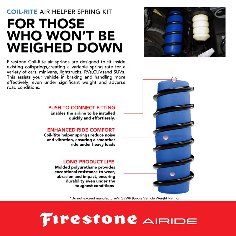 Firestone 4164 Airide Coil-Rite Rear Springs Kit fits 2008-2021 Land Cruiser and 2008-2016 Sequoia with Rear Coil Springs Only | 5-35 PSI | Load Capacity of 1,000 Pounds