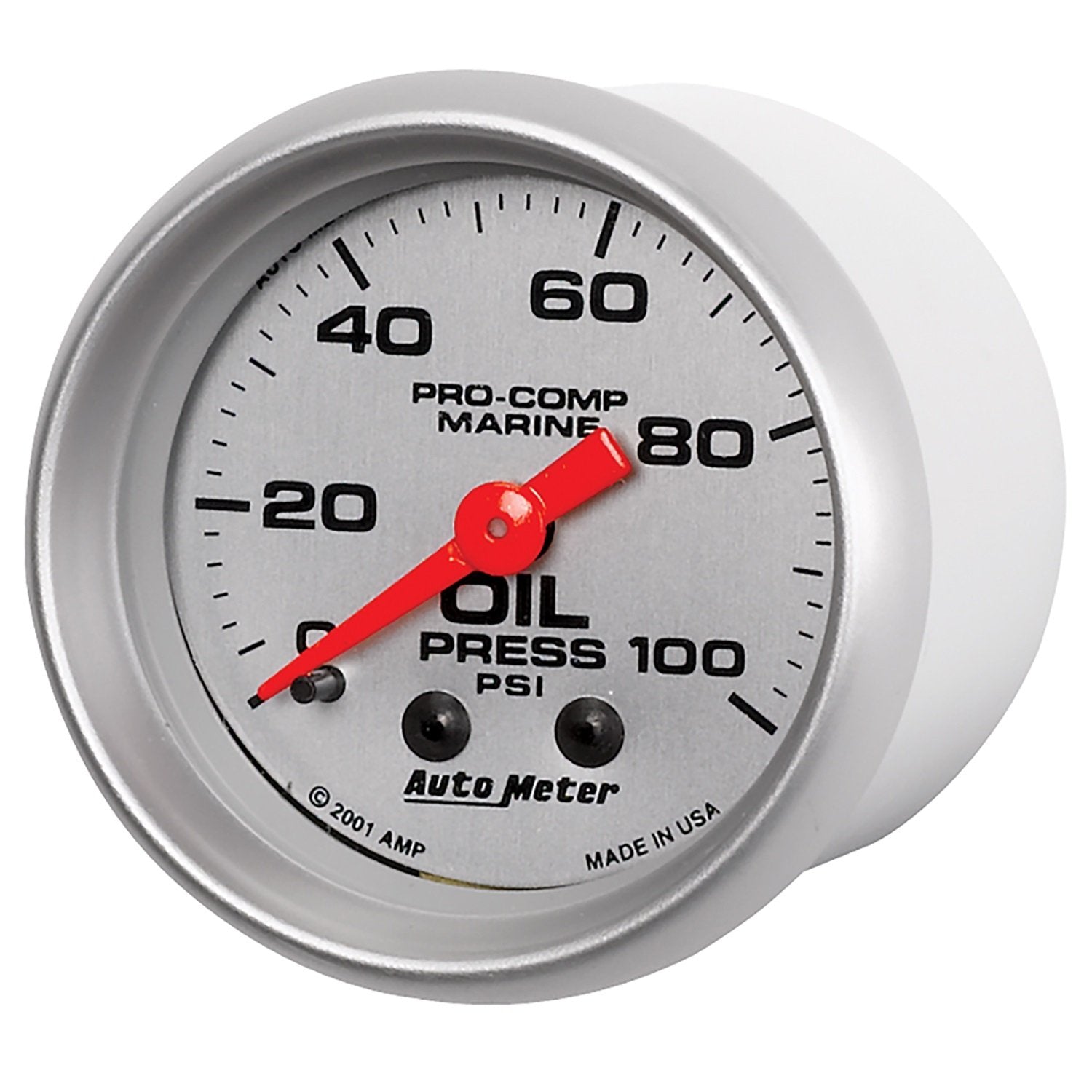 Oil Pressure AutoMeter Gauge, 2 1/16", 100Psi, Mechanical, Marine Silver (200790-33),Multi