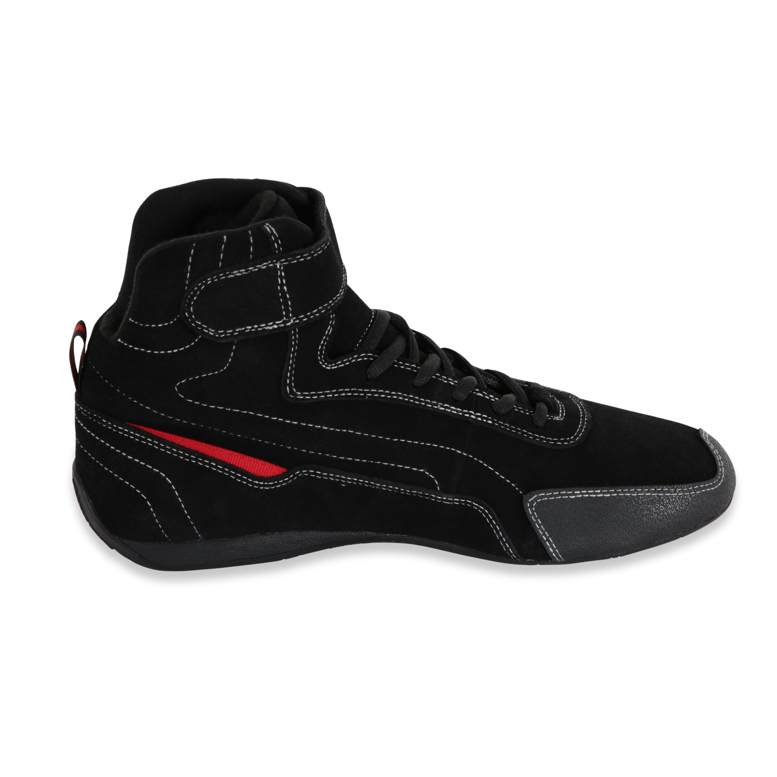Racing Simpson Turbine Shoes for Adult Racers - Men's 8, Black, Auto Racing, SFI 3.3/5 Certified, High Top, Nomex Fire-Retardant Lining, Unisex