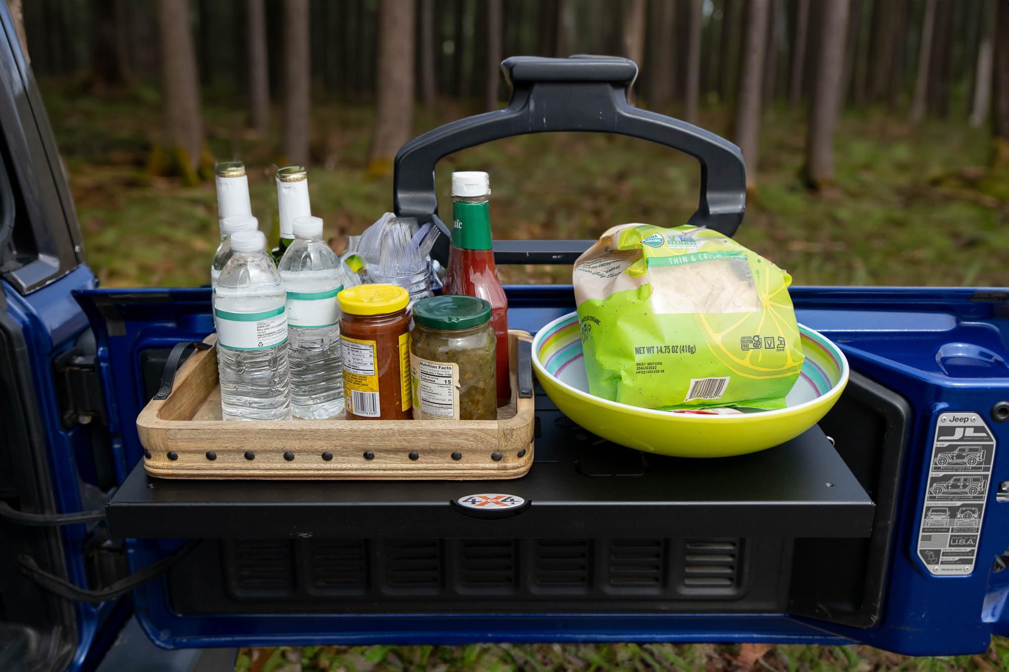 EZ4X4 Lightweight Aluminum Single Level Tailgate Table Foldable Cargo Shelf Storage Rack fits All Wranglers TJ/JK/JKU/JL/JLU Patent Pending