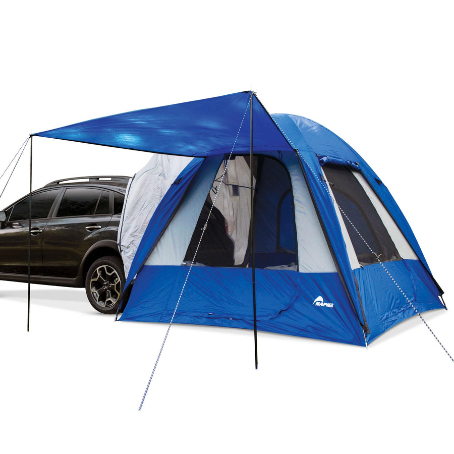 Sportz Napier Hatchback and Small CUV Tent 8'x8' Waterproof Camping Tent with Awning 4 Person Blue/Grey Car Tent