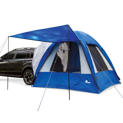 Sportz Napier Hatchback and Small CUV Tent 8'x8' Waterproof Camping Tent with Awning 4 Person Blue/Grey Car Tent