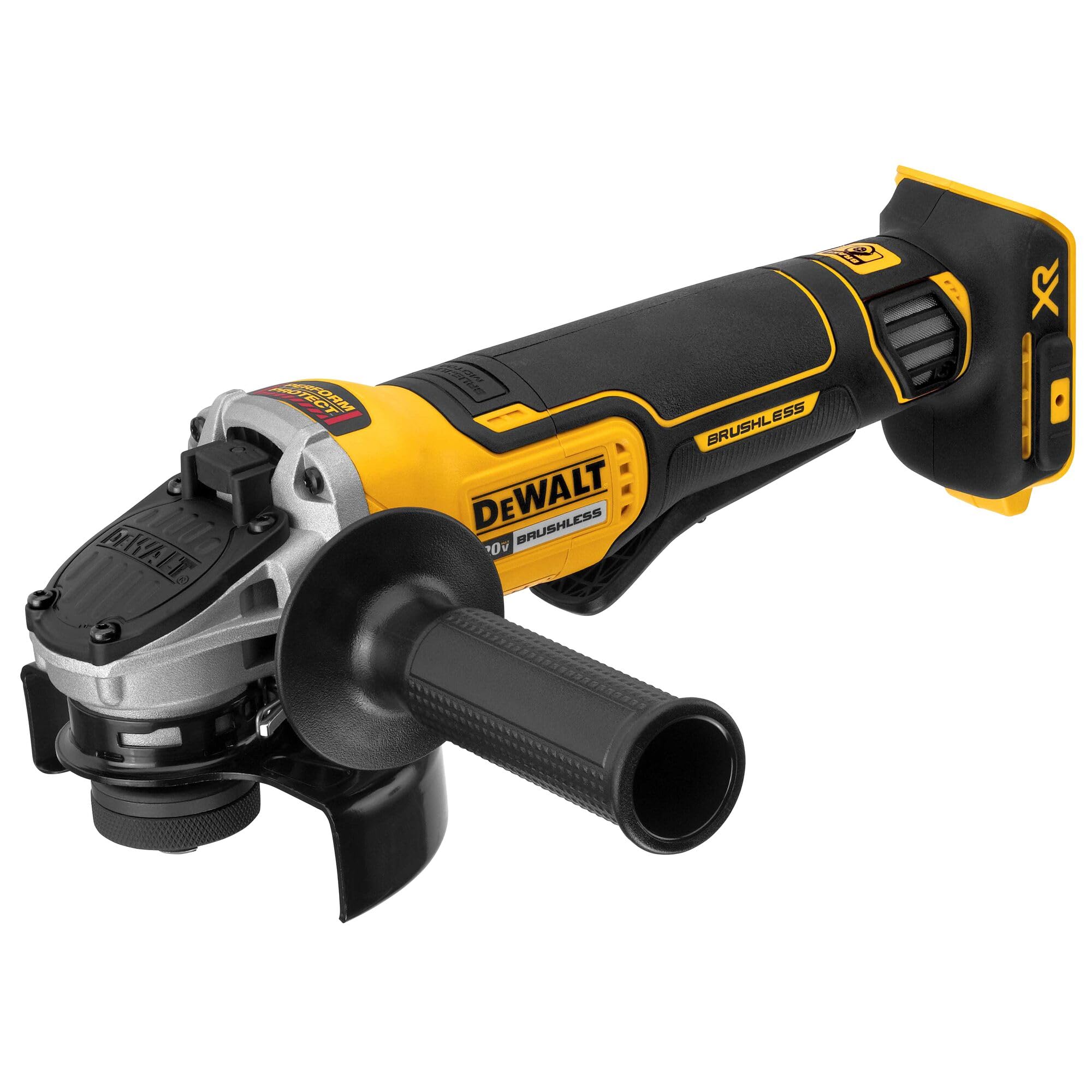 Angle Grinder DEWALT 20V MAX* Tool Cordless Brushless, 4 1/2 Inch, with Paddle Switch and Kickback Brake, Tool Only (DCG413B)