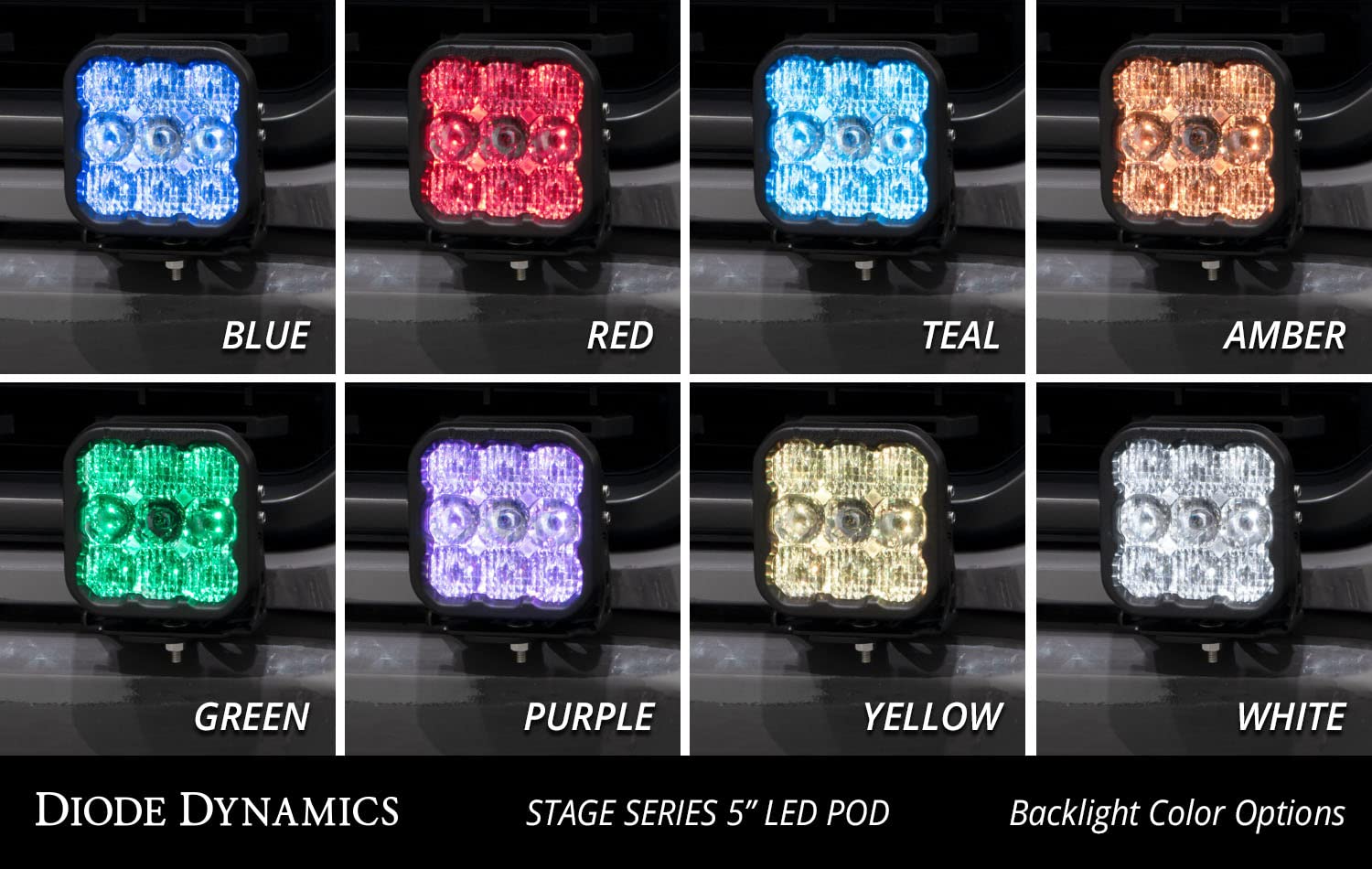 Diode Dynamics Bumper SS5 LED Pod Light Kit compatible with Ford F-150 2021-2023, Yellow Driving Sport