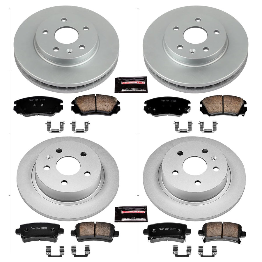 Power Stop Coated CRK5523 Brake Rotor & Ceramic Brake Pads- front & rear For Buick LaCrosse, Buick Regal, Chevrolet Malibu, Chevrolet Malibu Limi, Saab 9-5 [Model Specific]