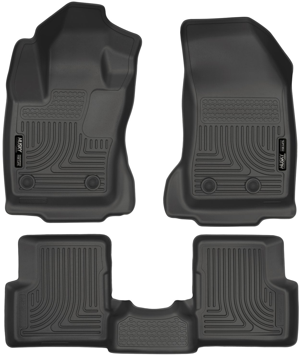 Weatherbeater Husky Liners Floor Mats | Fits 2015-2021 Jeep Renegade | Front & 2nd Row, 3-pc Black - 99081