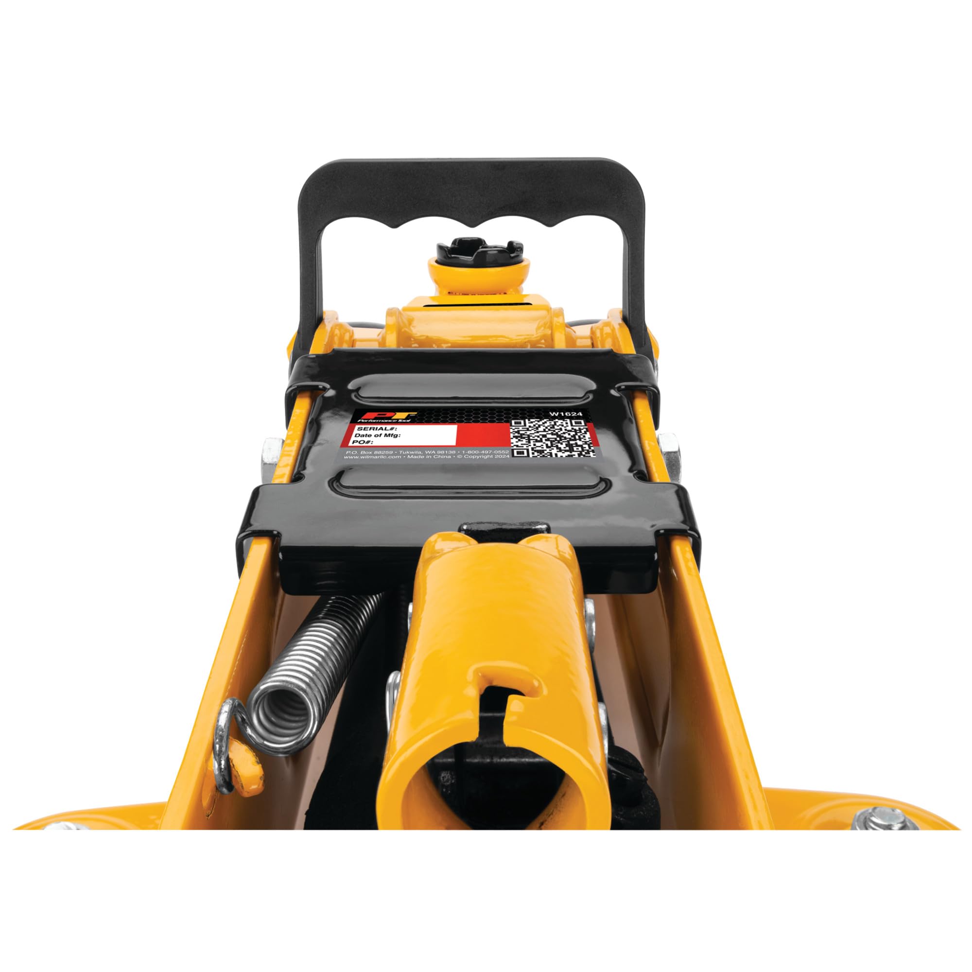 2-1/2 Ton Performance Tool Low-Profile Trolley Jack, Flanged, Powder-Coated Steel, Swivel Wheels, Carry Handle, Portable, Yellow/Black