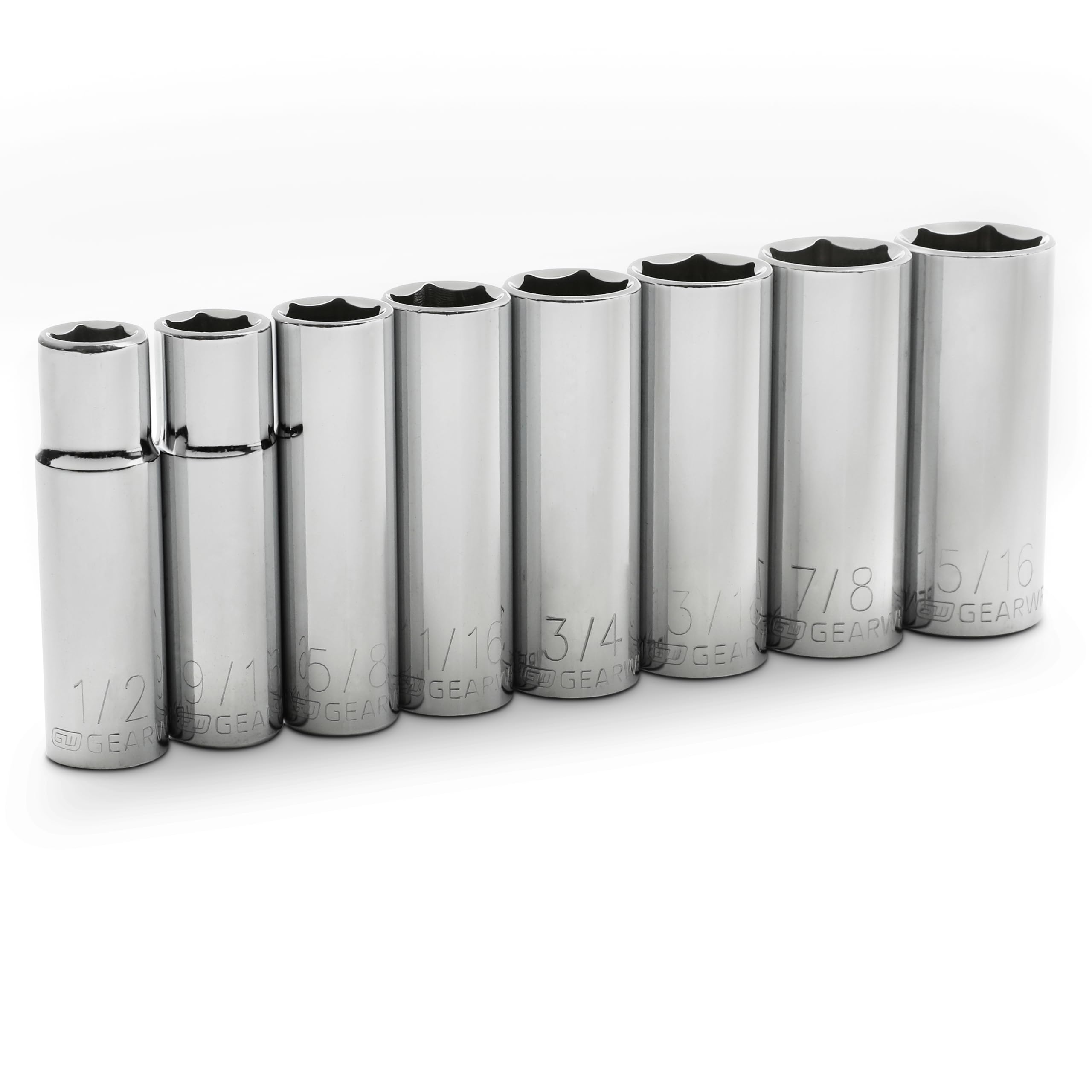 1/2" Drive GEARWRENCH Deep SAE Socket Set 8 Pc., 6 Point- 80705