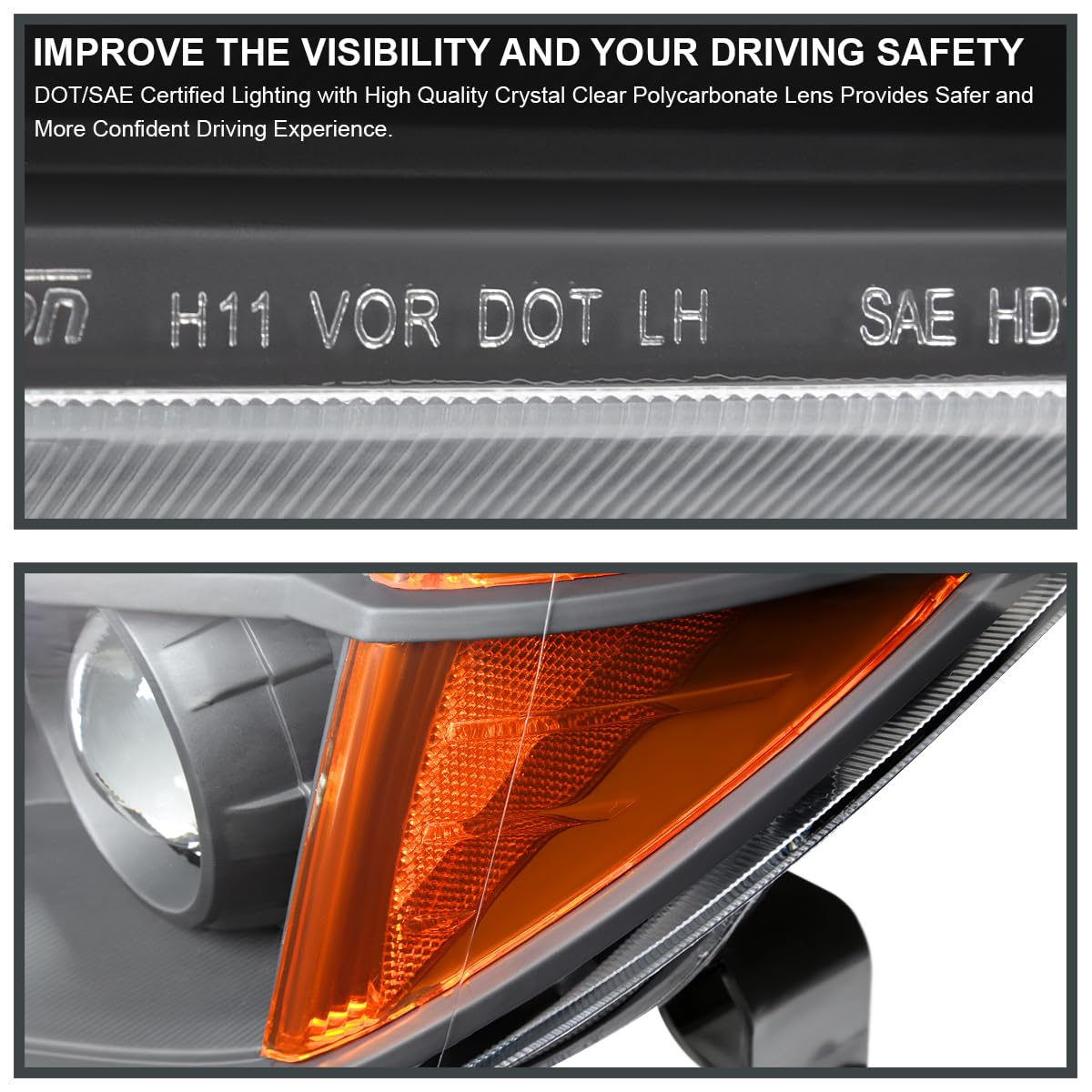 Black Projector Headlights SPEC-D TUNING Compatible with 2006-2008 Honda Pilot, Left + Right Pair Headlamps Assembly