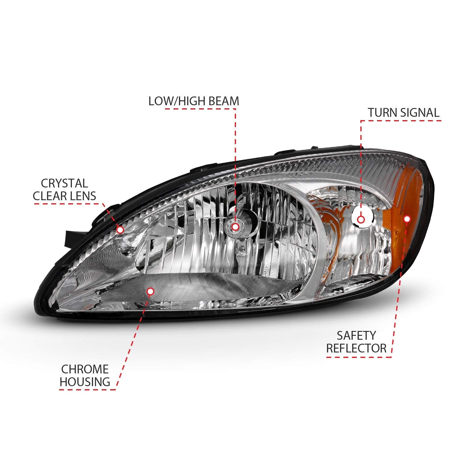 Headlight Anzo 121554 Chrome Amber