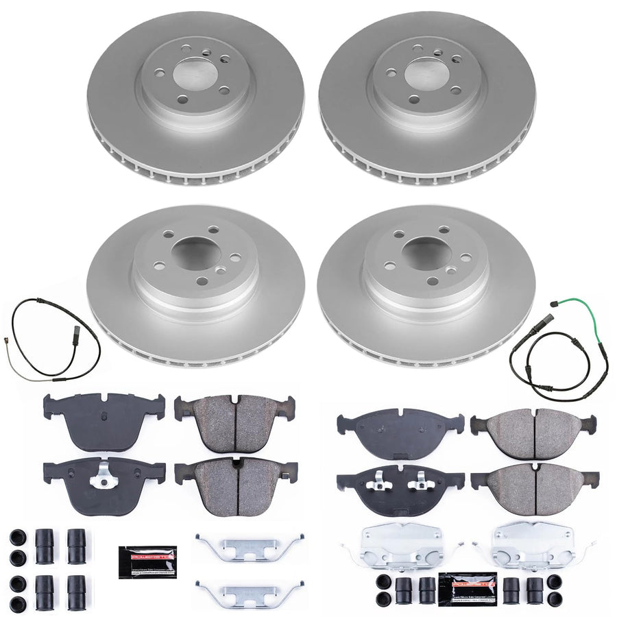 Power Stop Z17 CRK8442 Front and Rear Coated Rotor Kit-Coated Brake Rotors & Ceramic Brake Pads For BMW X6 2019 [Model Specific]