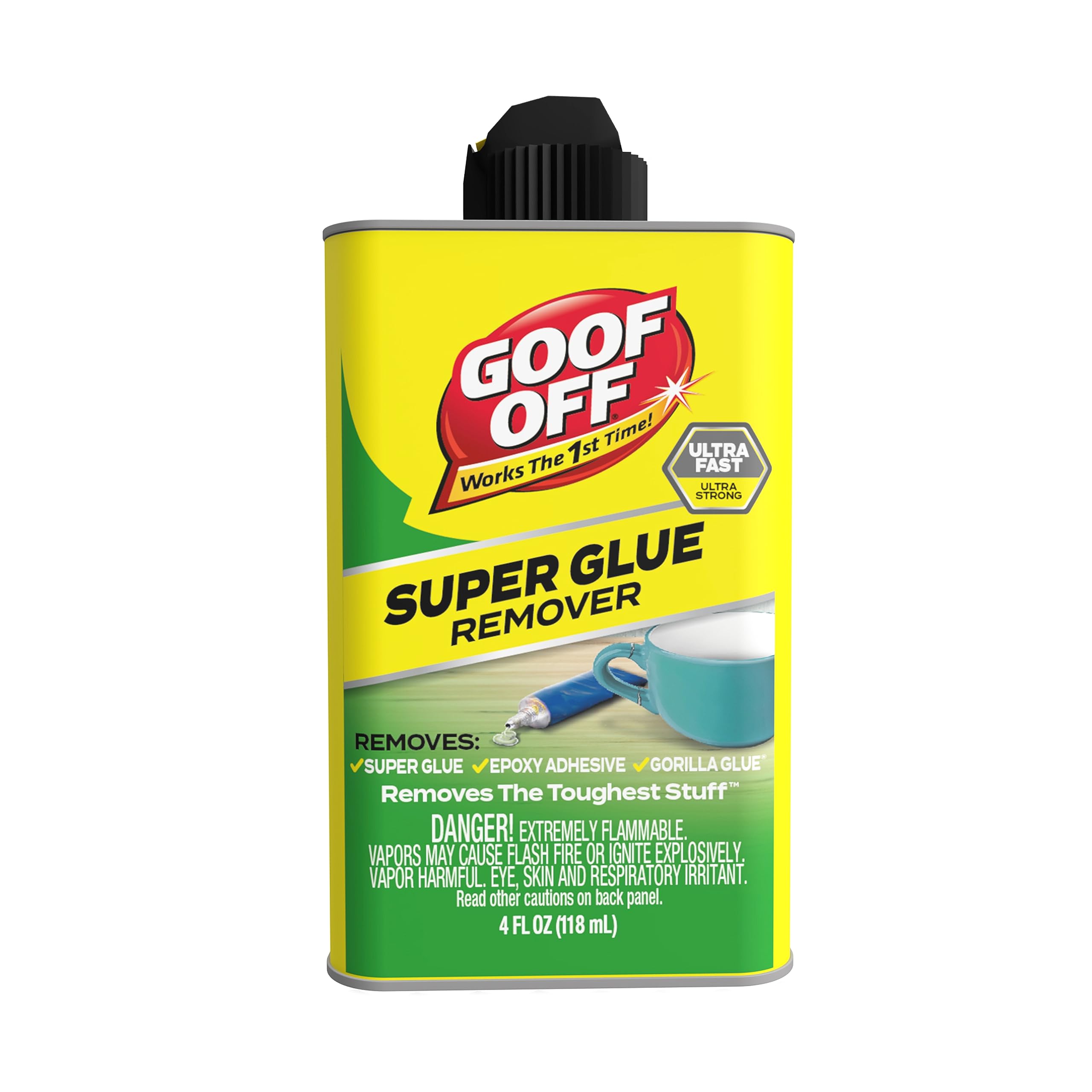 Super Glue Remover Goof Off - 4 oz. can, Yellow (FG678)