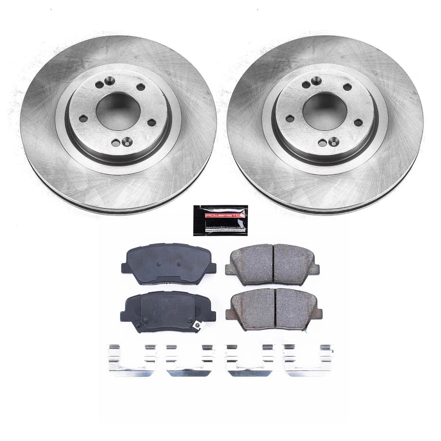 Power Stop KOE7064 Replacement Brake Kit Front Brake Rotors and Ceramic Brake Pads For 2013-2018 Santa Fe Sport | 2014-2020 Sorento