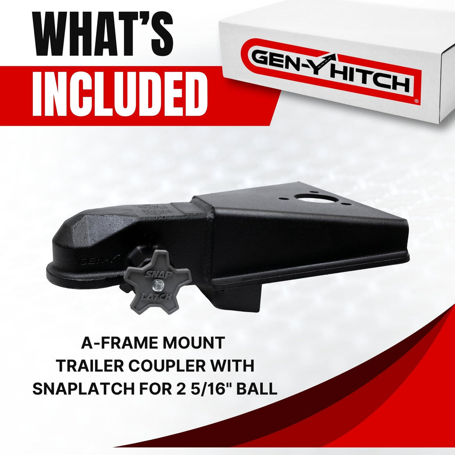 GEN-Y Hitch A-Frame Trailer Coupler Mount with SnapLatch for 2 5/16" Ball, 21,000 lbs Towing Capacity, 2,100 lbs Tongue Weight, Made in USA, Black