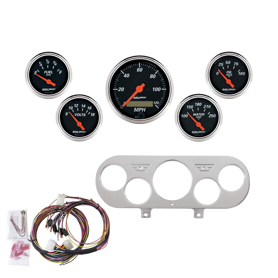 Gauge Kit AutoMeter 7044-DB, 5 Pc, Nova 62-65, Mph/Fuel/Oilp/Wtmp/Bat, Db
