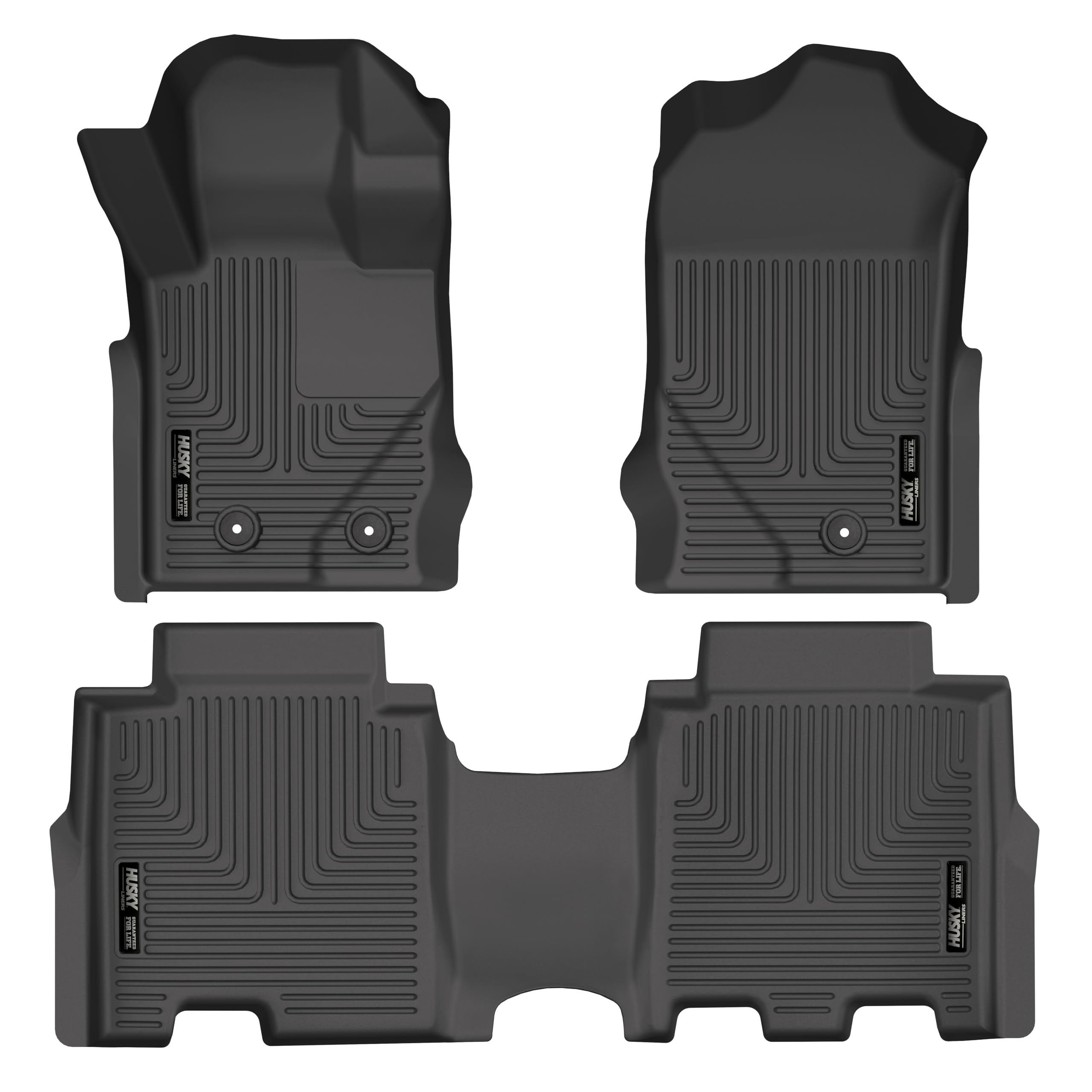 Weatherbeater Husky Liners Floor Mats | Fits 2021-2025 Ford Bronco 4-Door | Front & 2nd Row, 3-pc Black - 95301