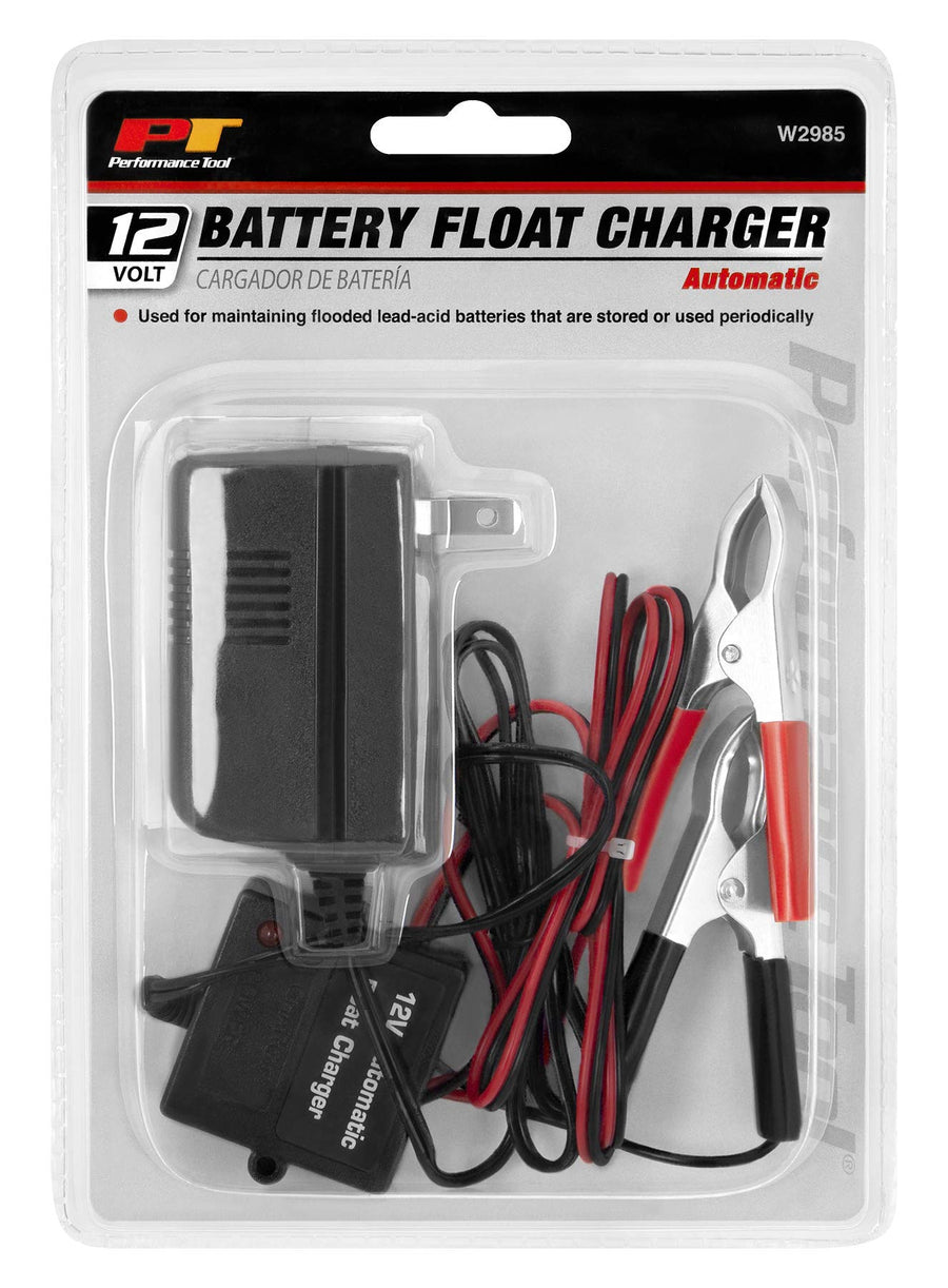 12V Performance Tool W2985 Automatic Battery Float Charger for Wet or Gel Cell Batteries in Boats, Cars, Snowmobiles, ATVs and Tractors