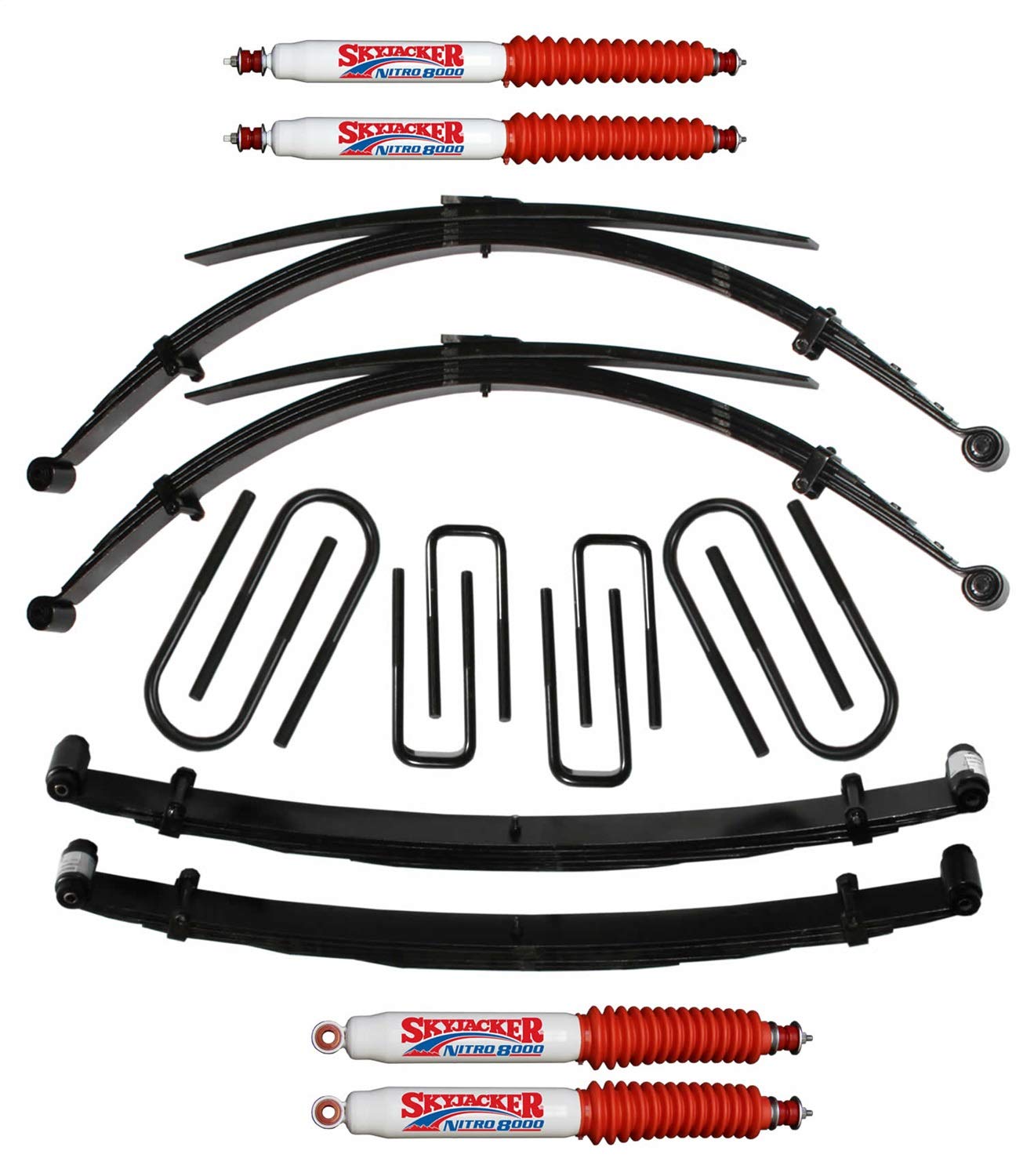Suspension Lift Kit w/Shock Skyjacker F749KS-N 4 in. Lift For Use w/Low Boy Incl. Front/Rear Leaf Springs Front/Rear U Bolt Kits Spring Bushing Kit