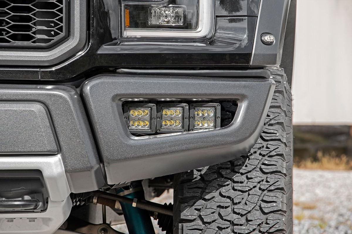Black Series Rough Country Triple LED Fog Light Kit for 17-21 Raptor - 70700