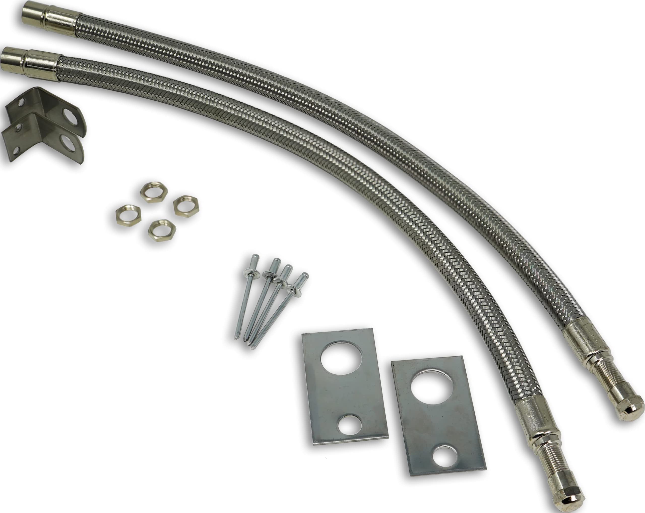 16-19.5 Inch TireMinder Braided Steel Valve Extender Kit for Dually Wheels, Hub Mounted, 2 Pack