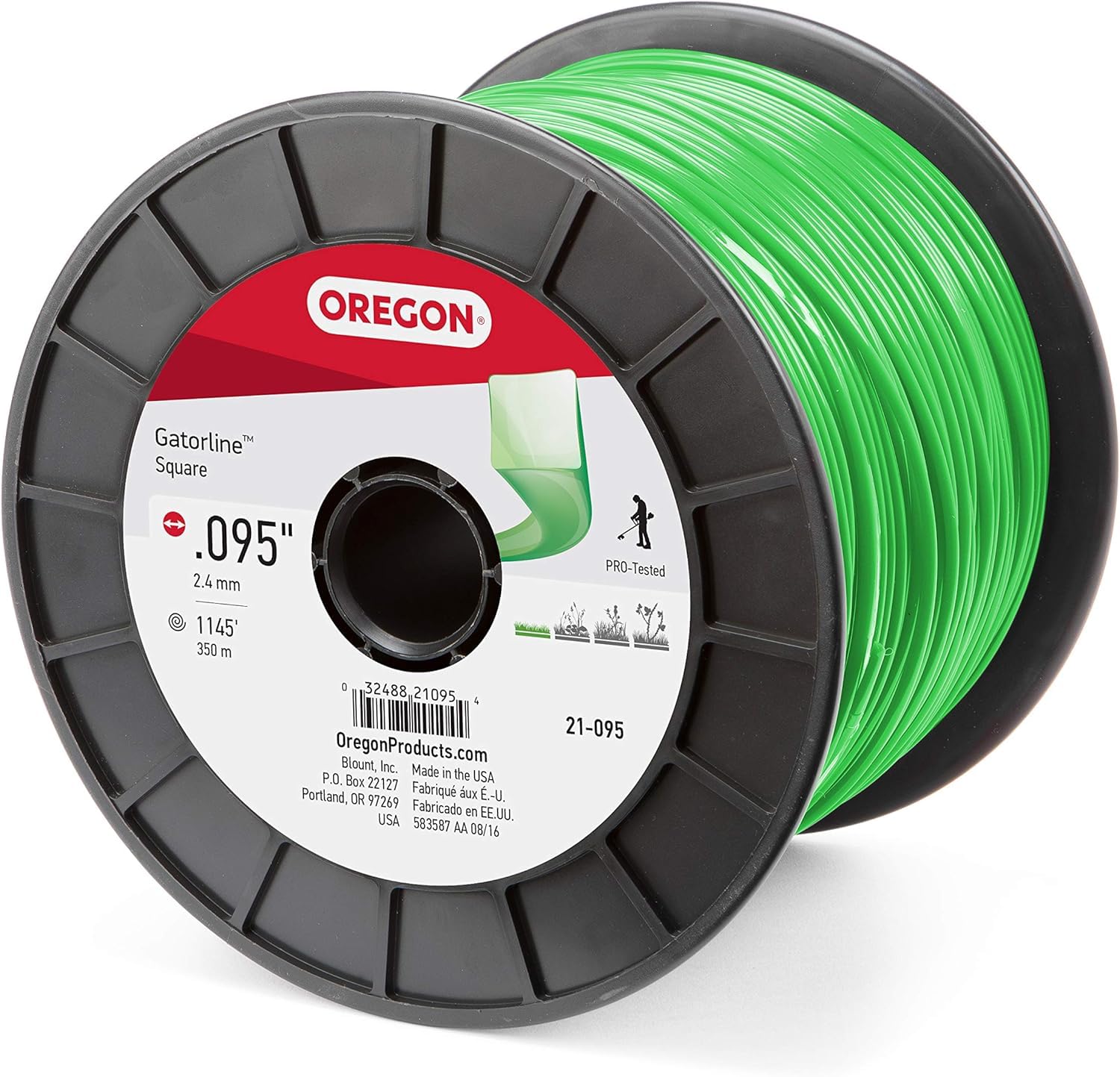 Oregon Gatorline 21-095 5-Pound Spool of .095-Inch-by-1145-Foot Square-Shaped String Trimmer Line, Grey/Black