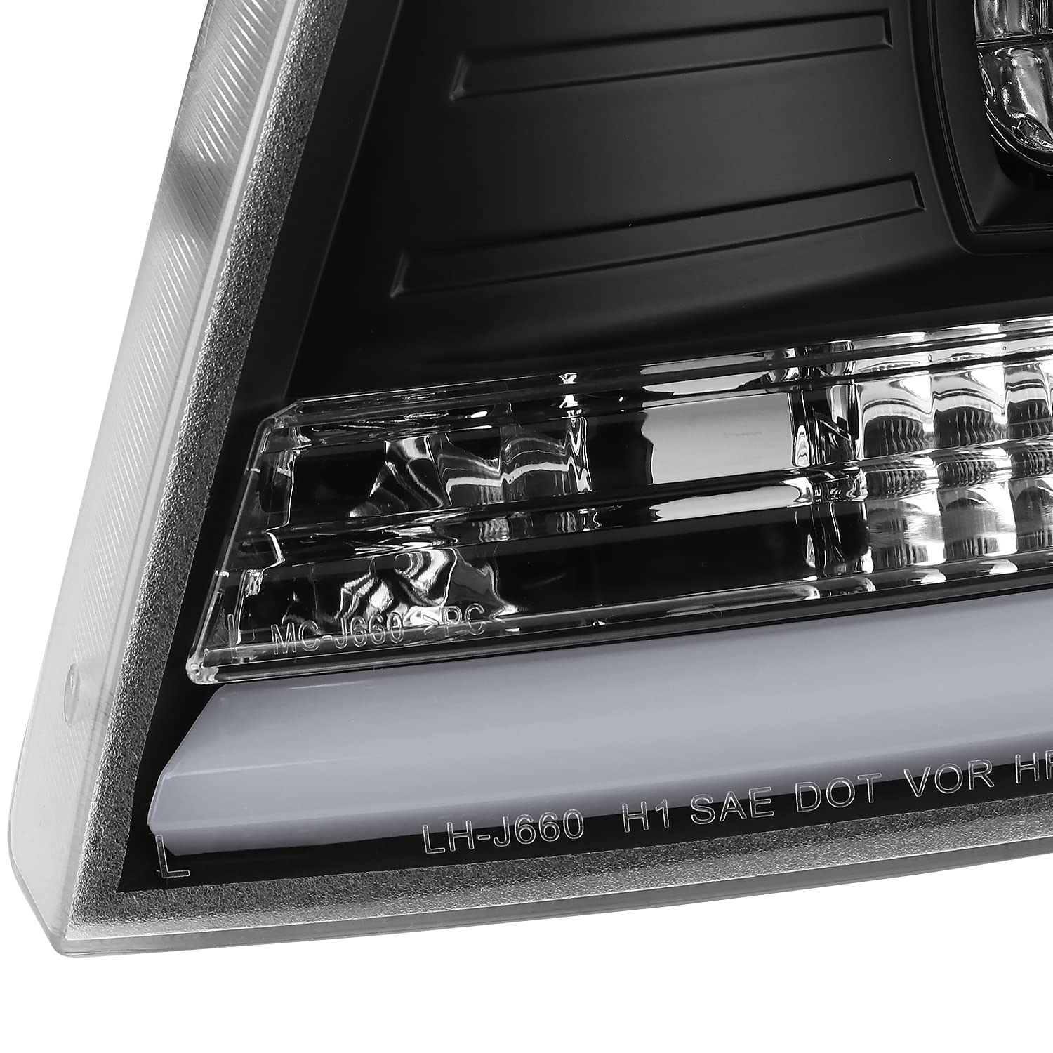 Black LED Tube Projector Headlights SPEC-D TUNING Compatible with 2004-2008 Ford F-150, 2006-2008 Lincoln Mark LT, Left + Right Pair Headlamps Assembly