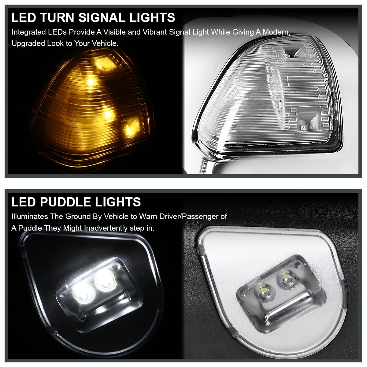 Spec-D Tuning Power Chrome Heated Towing Mirrors w/Amber Signal Compatible with 2002-2008 Dodge Ram Left + Right Pair
