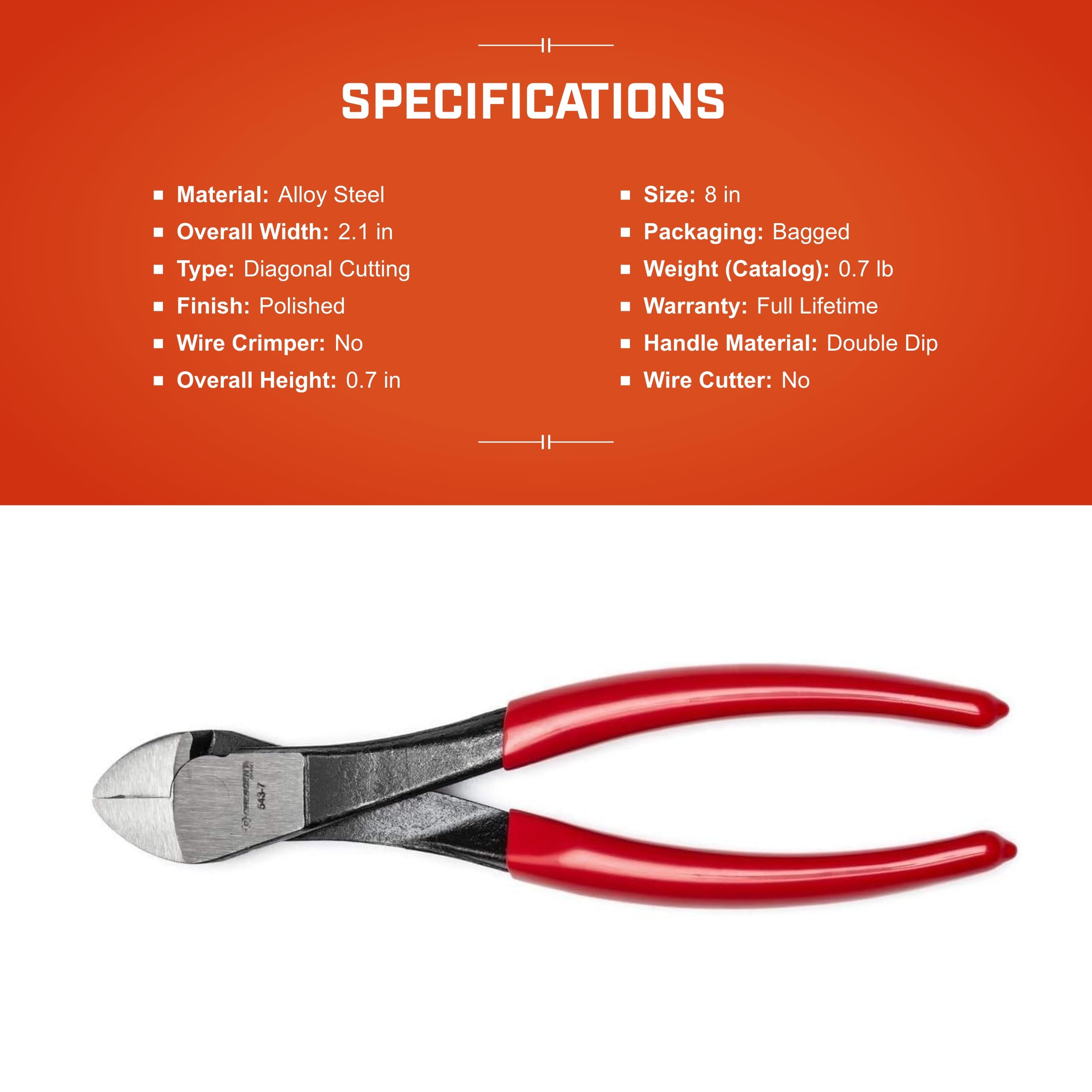 Crescent 8" Diagonal Heavy-Duty Flush Cutting Pliers - Bagged - 5438CENN